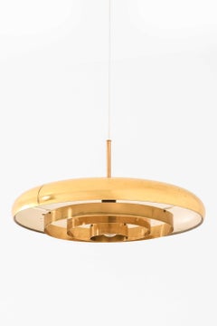 Mid Century Ceiling Lamp T-5 in Brass by Alf Svensson & Yngvar Sandström, 1960s