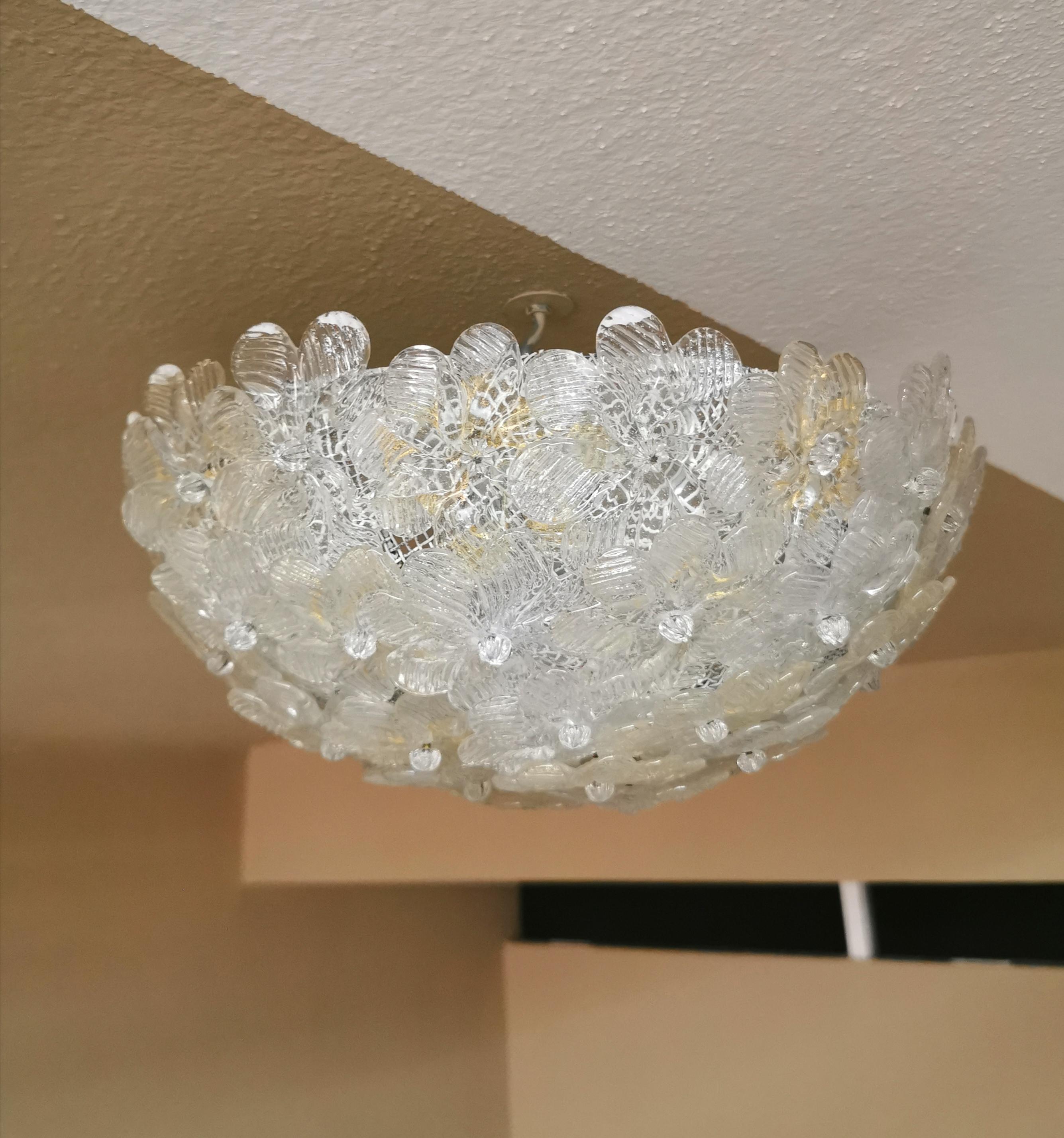 Mid-Century Modern  Ceiling Lamps Chandeliers Murano Glass Midcentury Barovier&Toso Set of 2