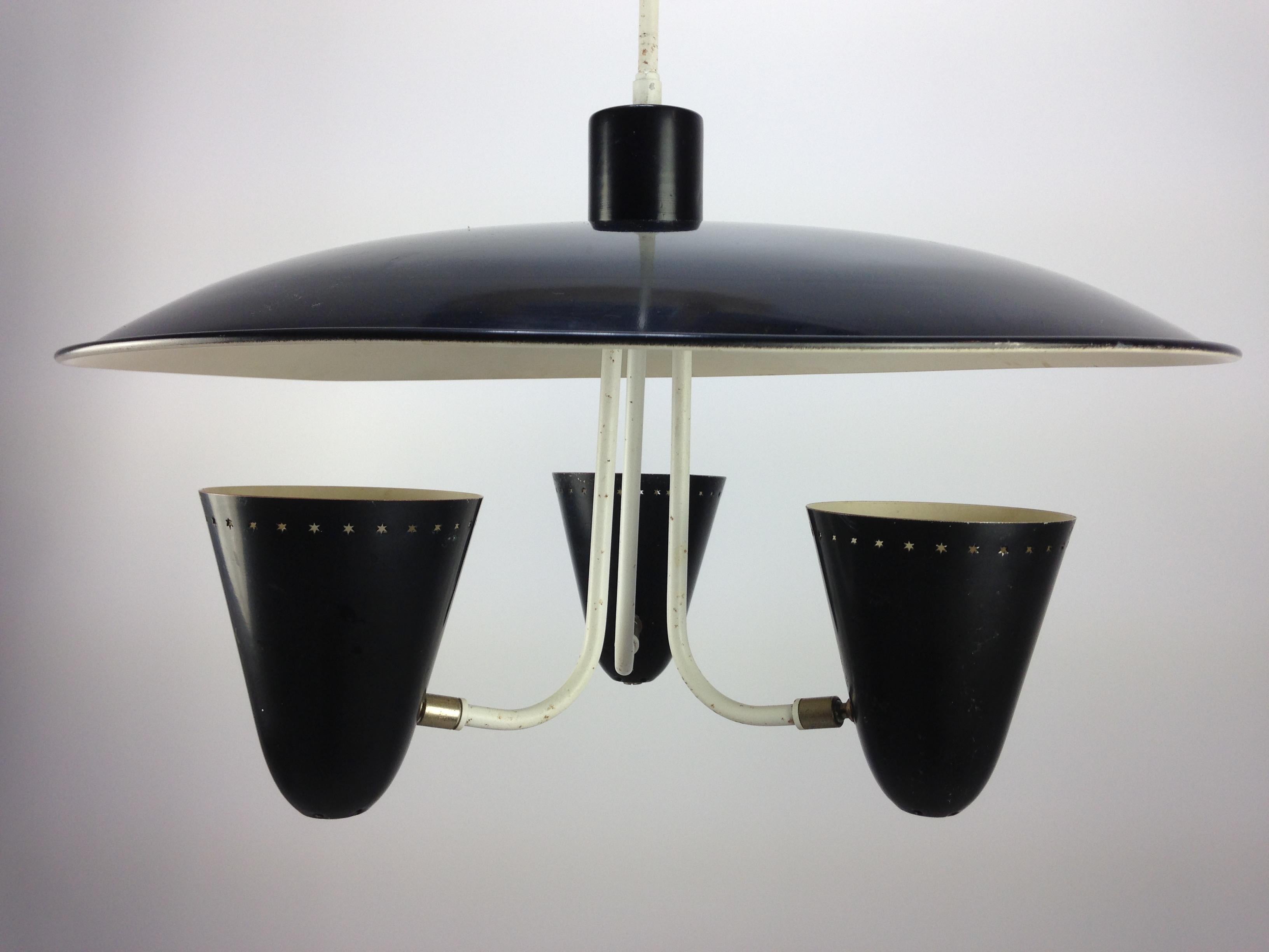 Mid Century Ceiling Light by H. Th. J. A. Busquet for Hala, 1950's In Good Condition For Sale In Oud Beijerland, NL