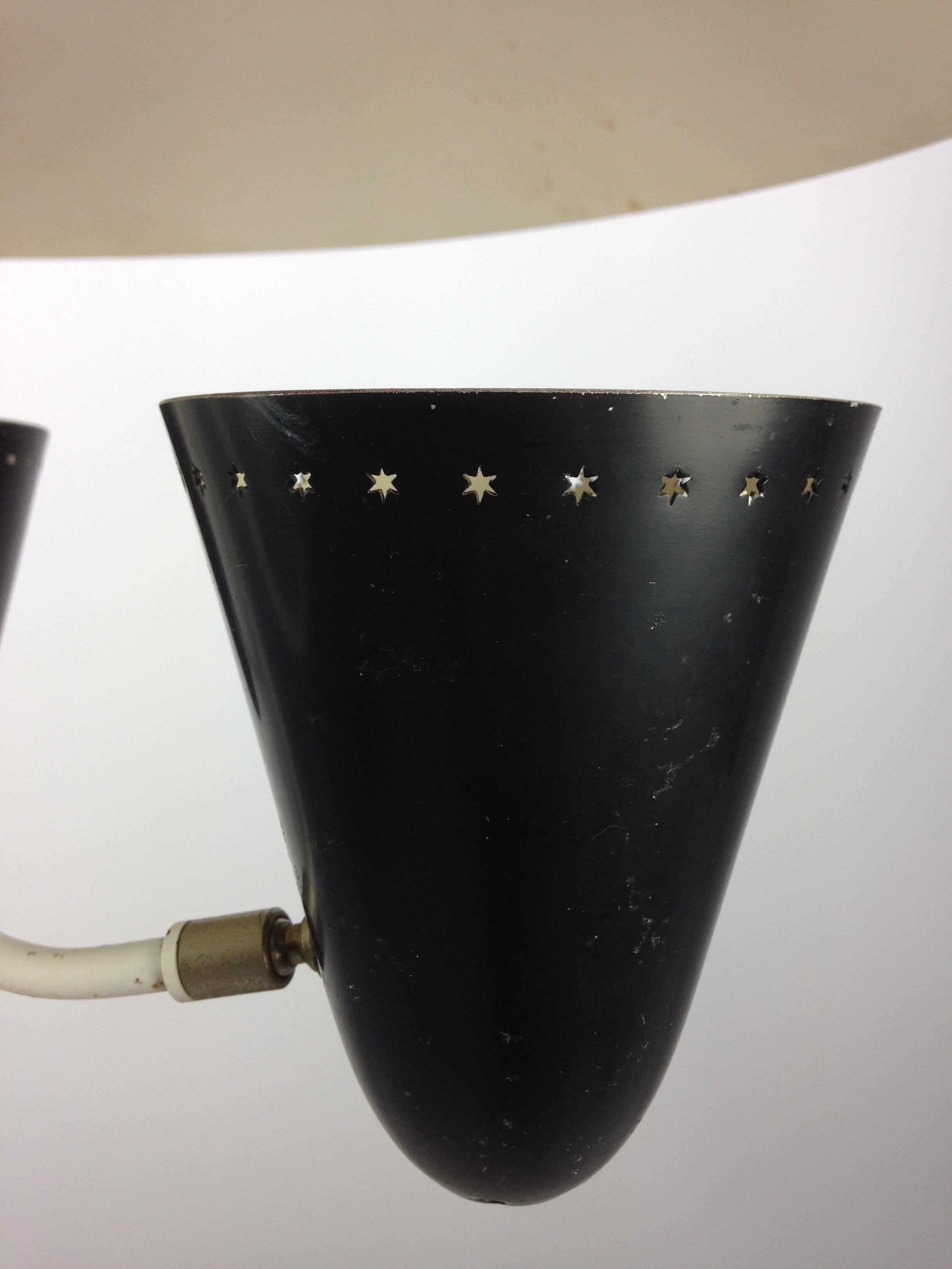 Metal Mid Century Ceiling Light by H. Th. J. A. Busquet for Hala, 1950's For Sale