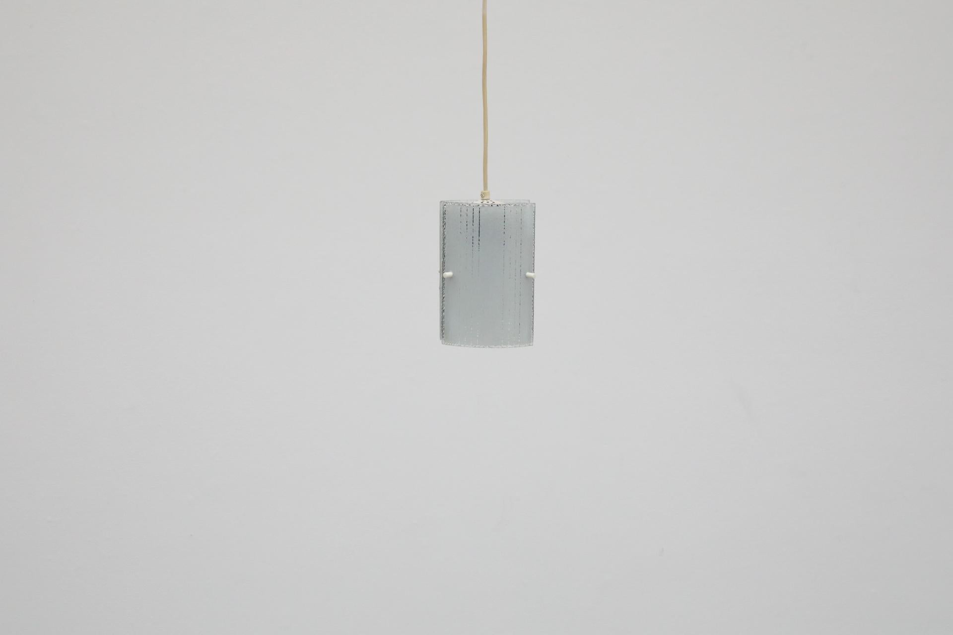Mid-Century Modern Mid-Century Ceiling Pendant with Subtly Patterned Frosted Glass Shades For Sale