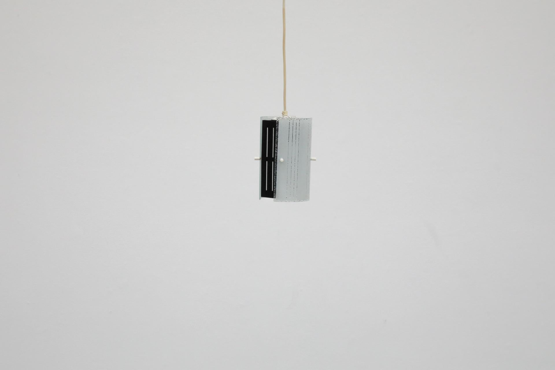 Dutch Mid-Century Ceiling Pendant with Subtly Patterned Frosted Glass Shades For Sale