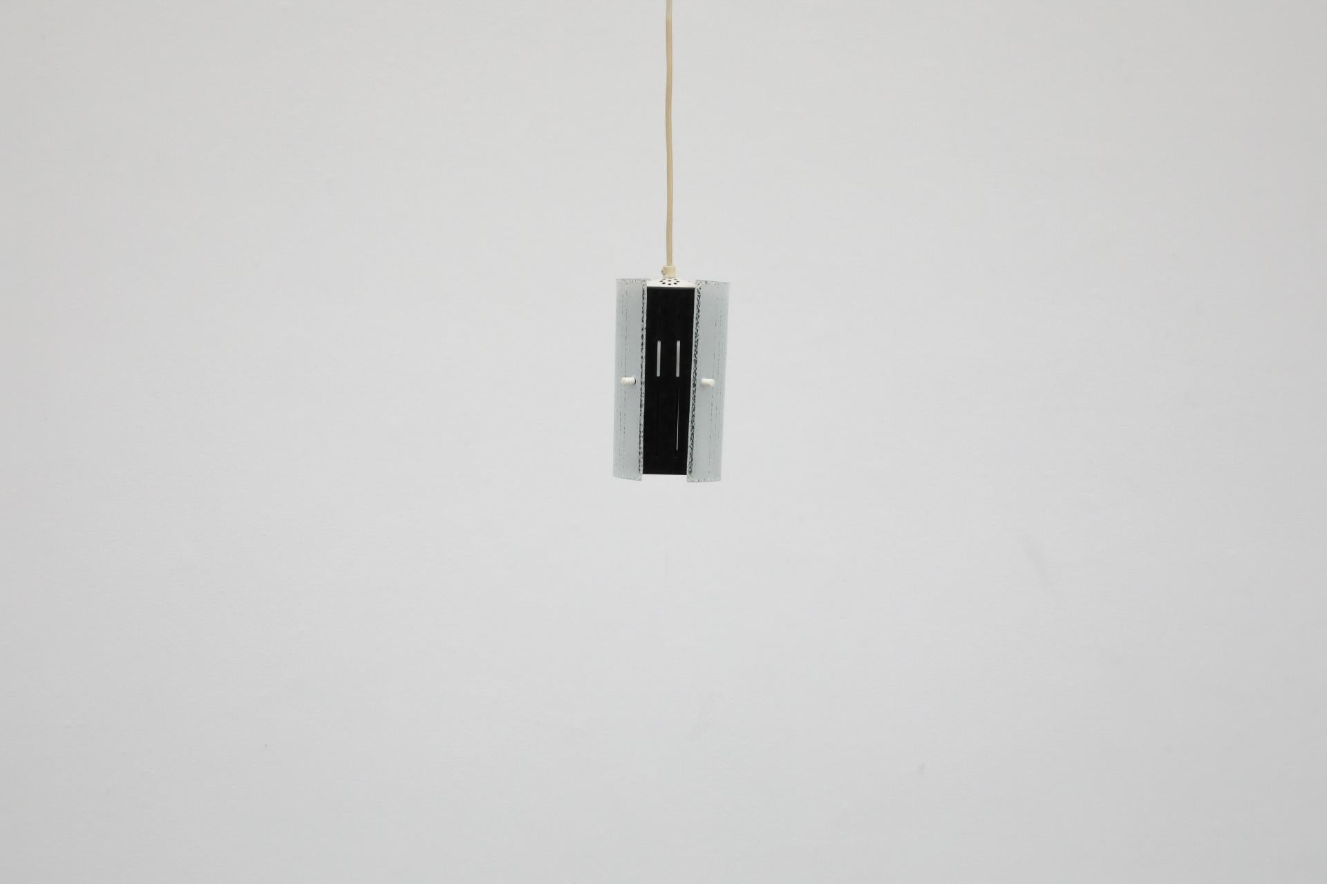 Enameled Mid-Century Ceiling Pendant with Subtly Patterned Frosted Glass Shades For Sale