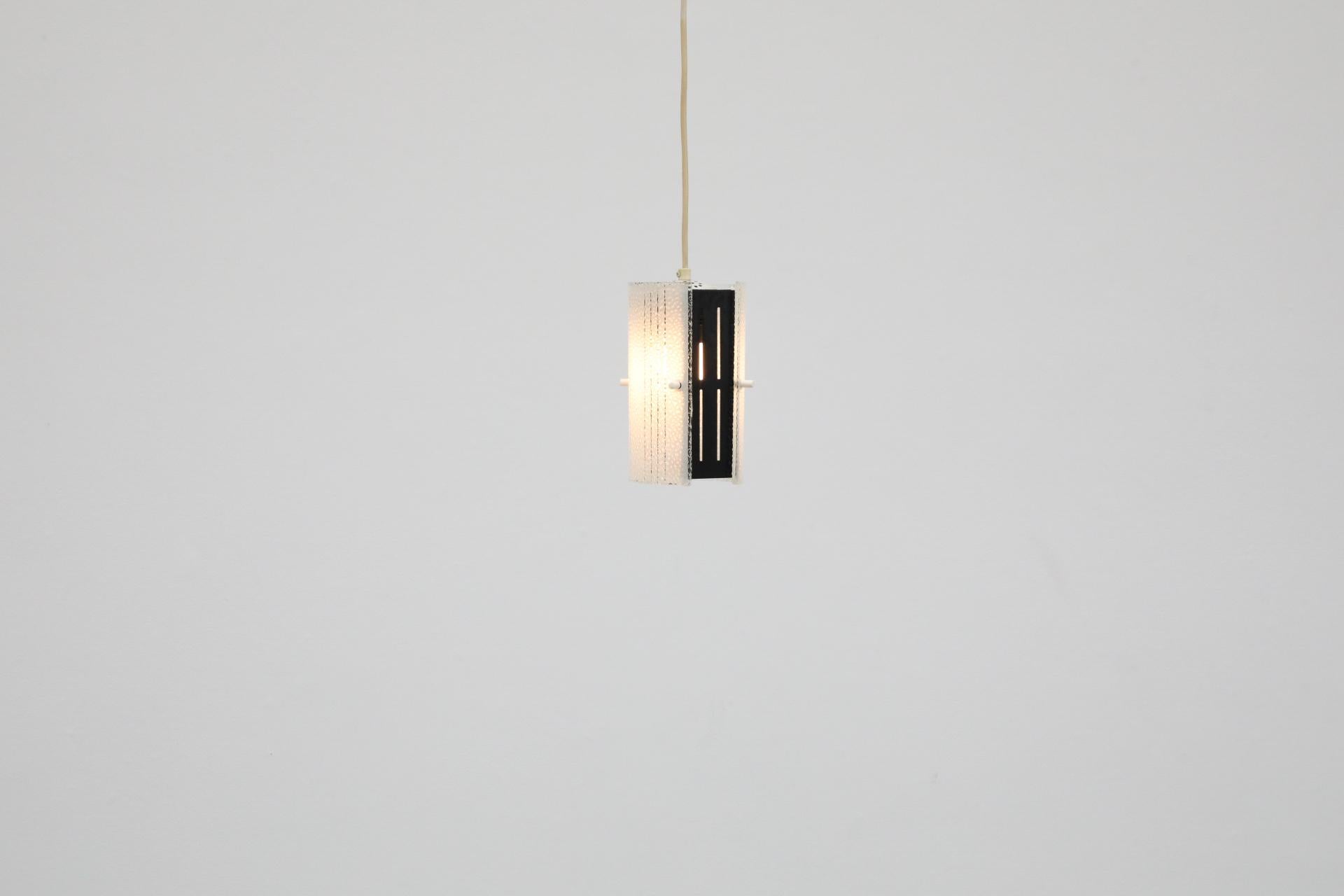 20th Century Mid-Century Ceiling Pendant with Subtly Patterned Frosted Glass Shades For Sale