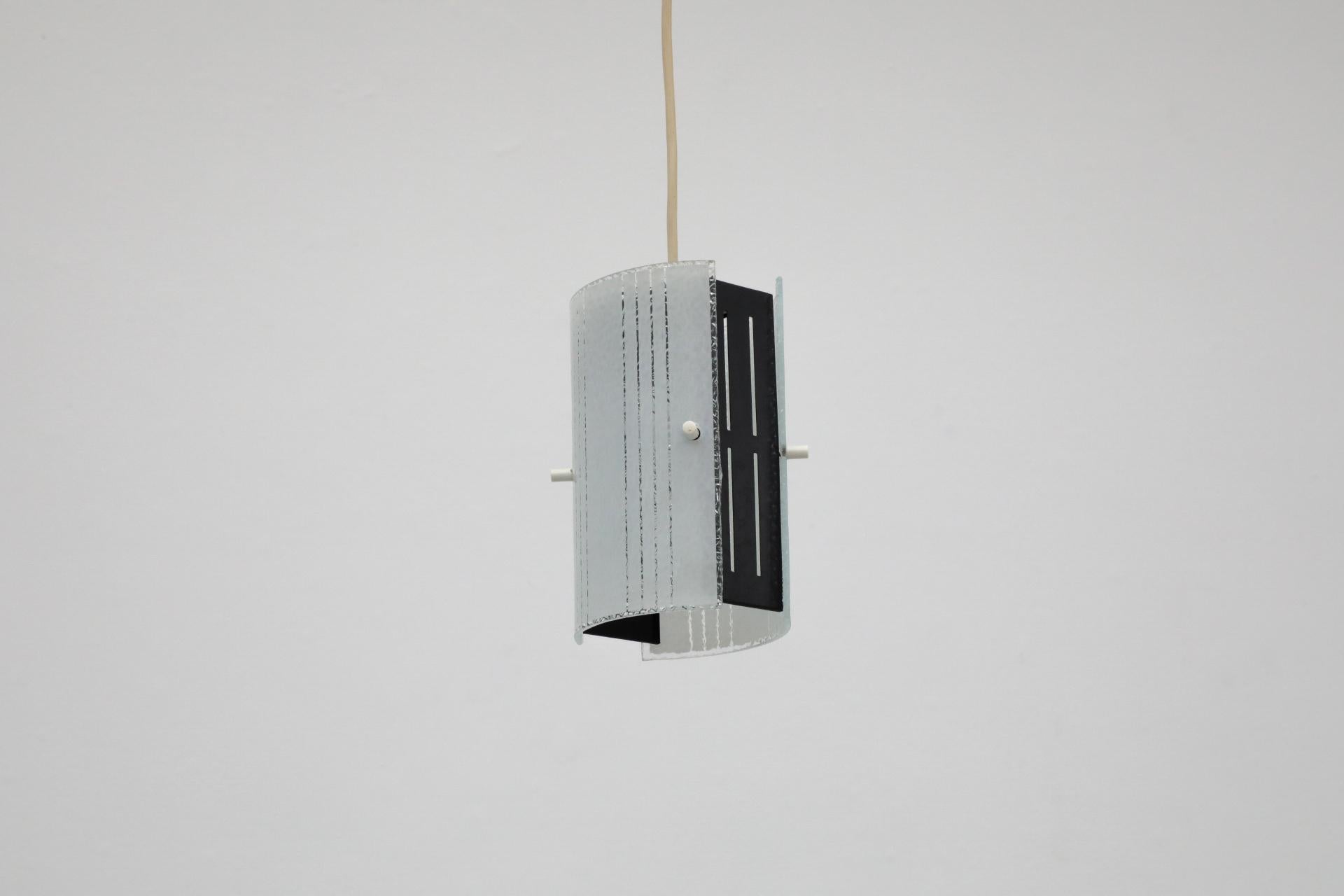 Mid-Century Ceiling Pendant with Subtly Patterned Frosted Glass Shades For Sale 1