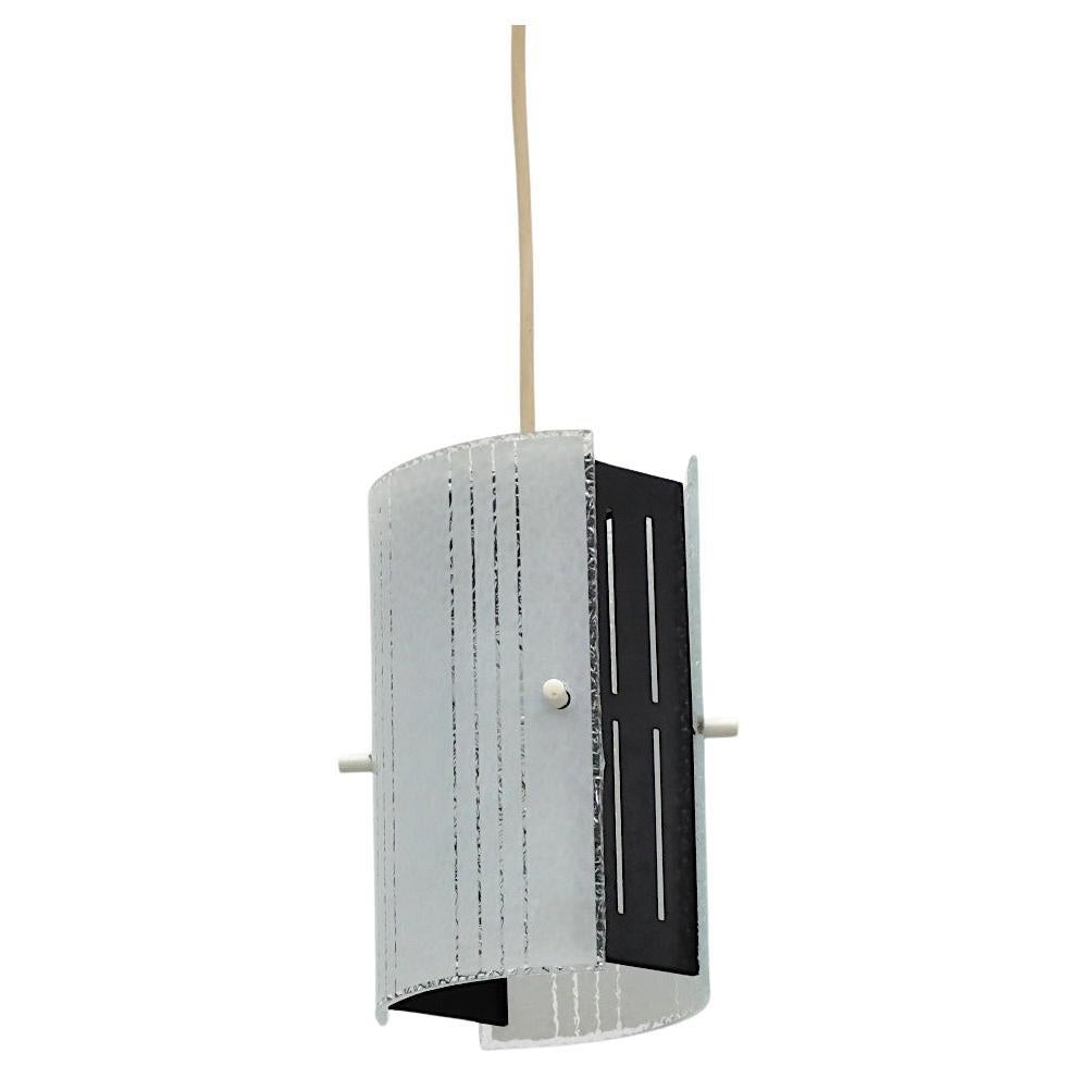 Mid-Century Ceiling Pendant with Subtly Patterned Frosted Glass Shades
