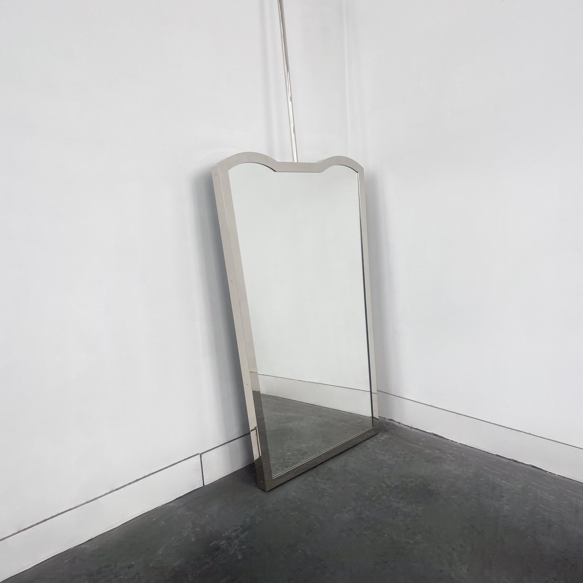 Art Deco Mid-century Ceiling Suspended Mirror with Nickel Plated Frame, Vintage Three For Sale