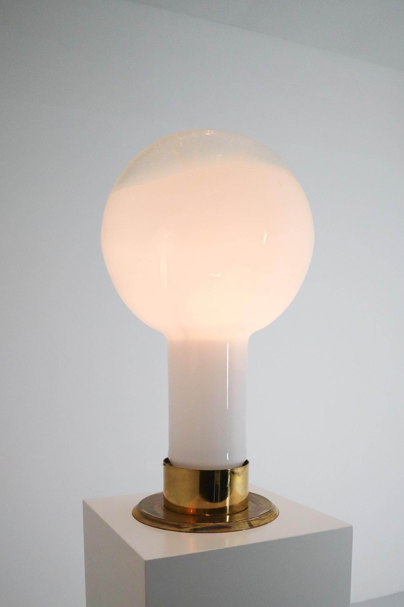 Midcentury Ceiling-Table Lamp with Patinated Brass base and Art-Glass, 1960s 6