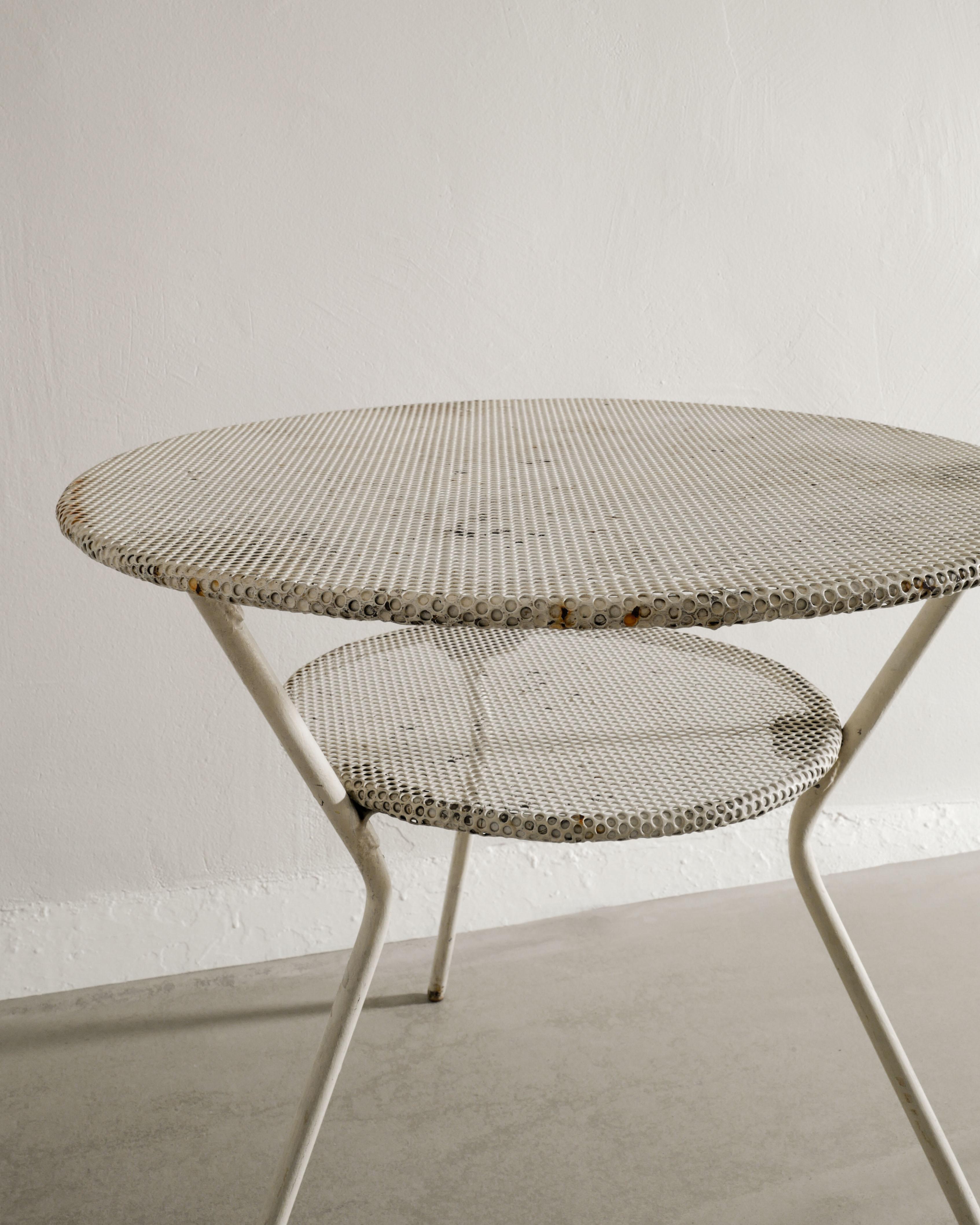 Mid-Century Modern Mid Century Center Café Table in White Metal in style of Mathieu Matégot, 1950s  For Sale