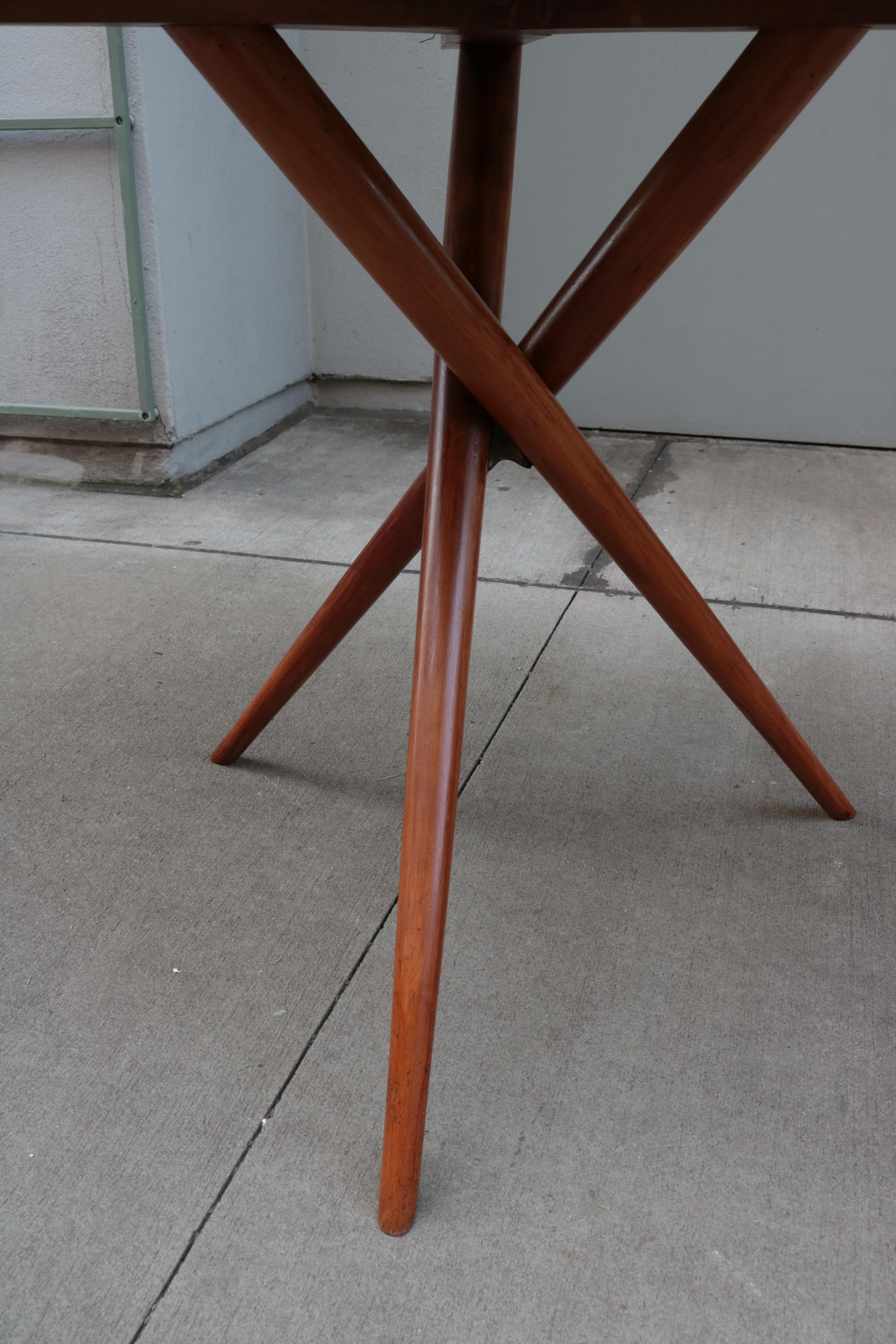 Midcentury Center Table with Fine Inlaid Stone Top In Good Condition In New York, NY