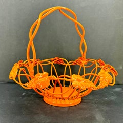 Mid-Century Centerpiece Fruit Bowl, Orange Powder-Coated