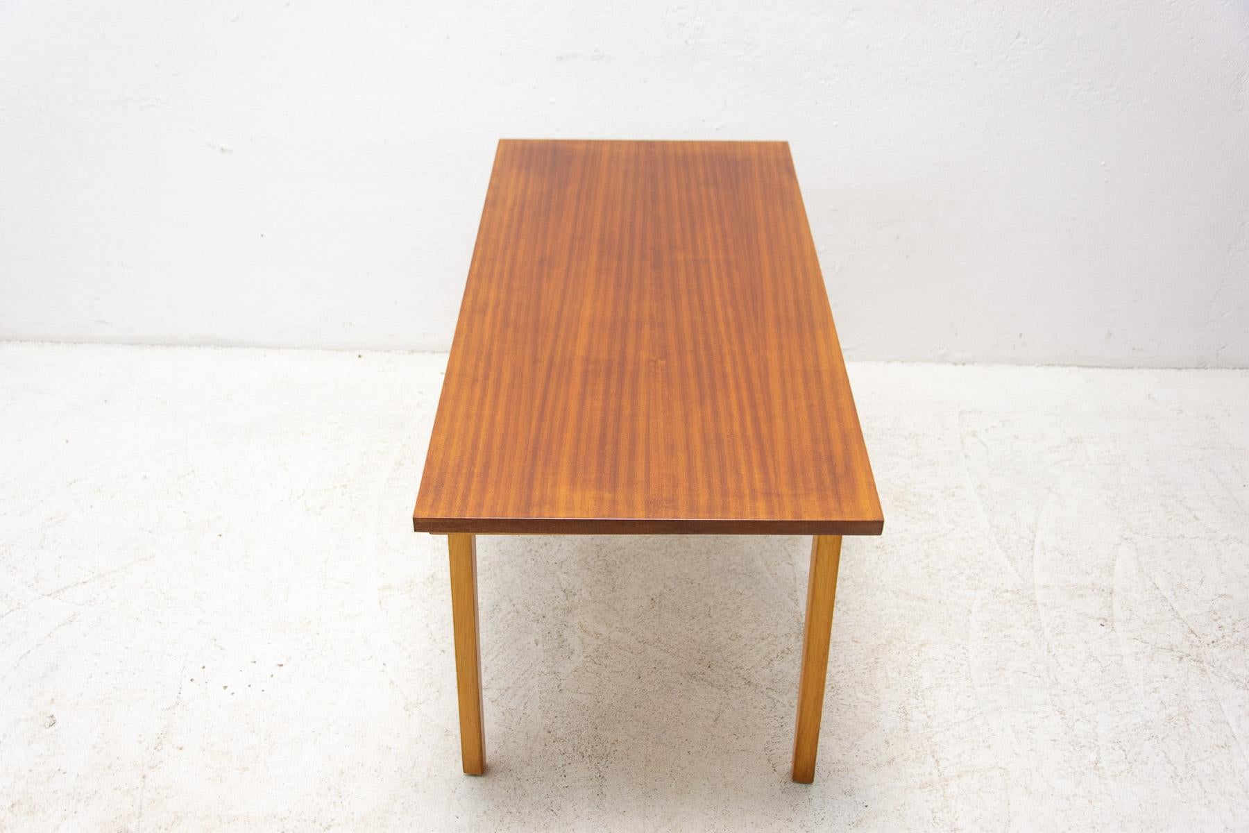 Wood Mid-Century Central Coffe Table, 1960's, Czechoslovakia For Sale