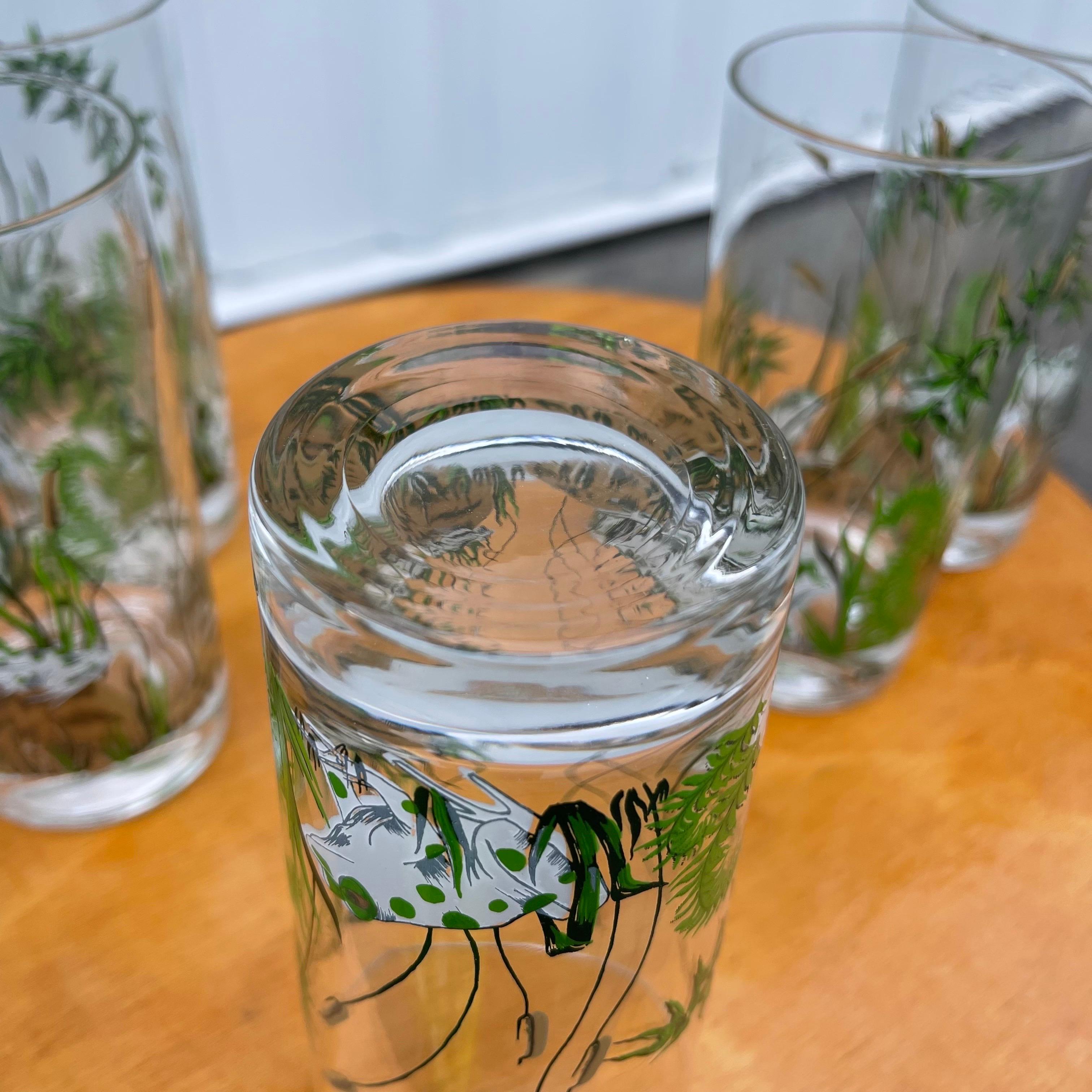 Mid-Century Cera Frog Motif Highball Drinks Glasses, Set of 5 For Sale 5