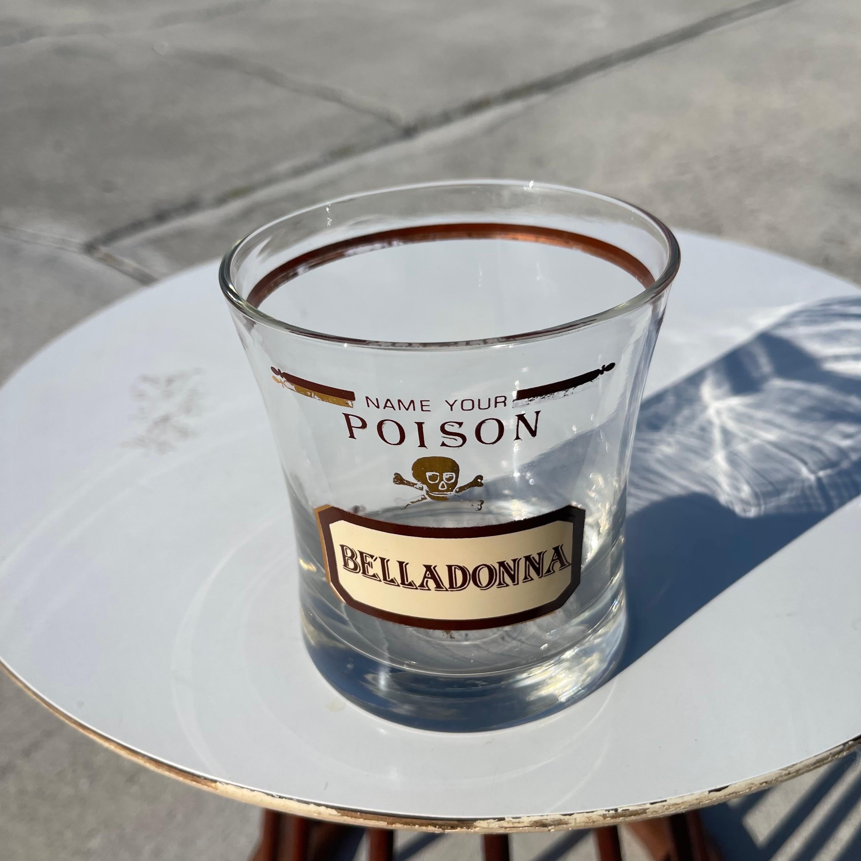 Mid-Century Cera “Name Your Poison” Tumbler Drinks Glasses, Set of 6 3