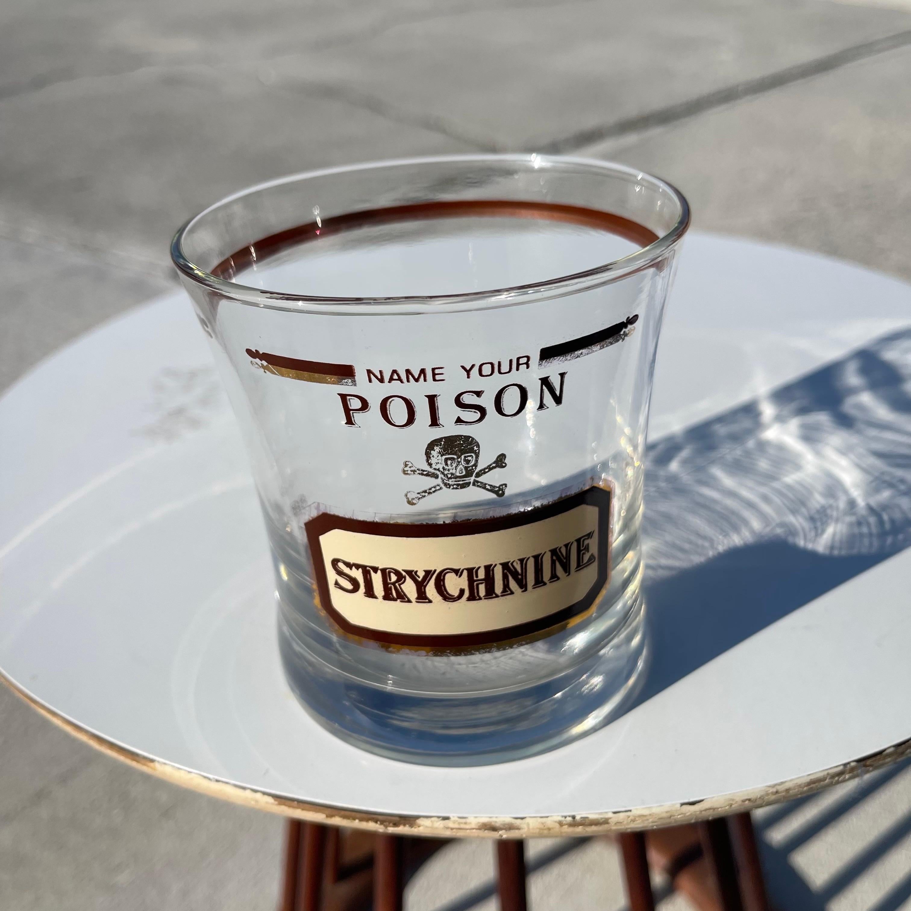 Mid-Century Cera “Name Your Poison” Tumbler Drinks Glasses, Set of 6 7