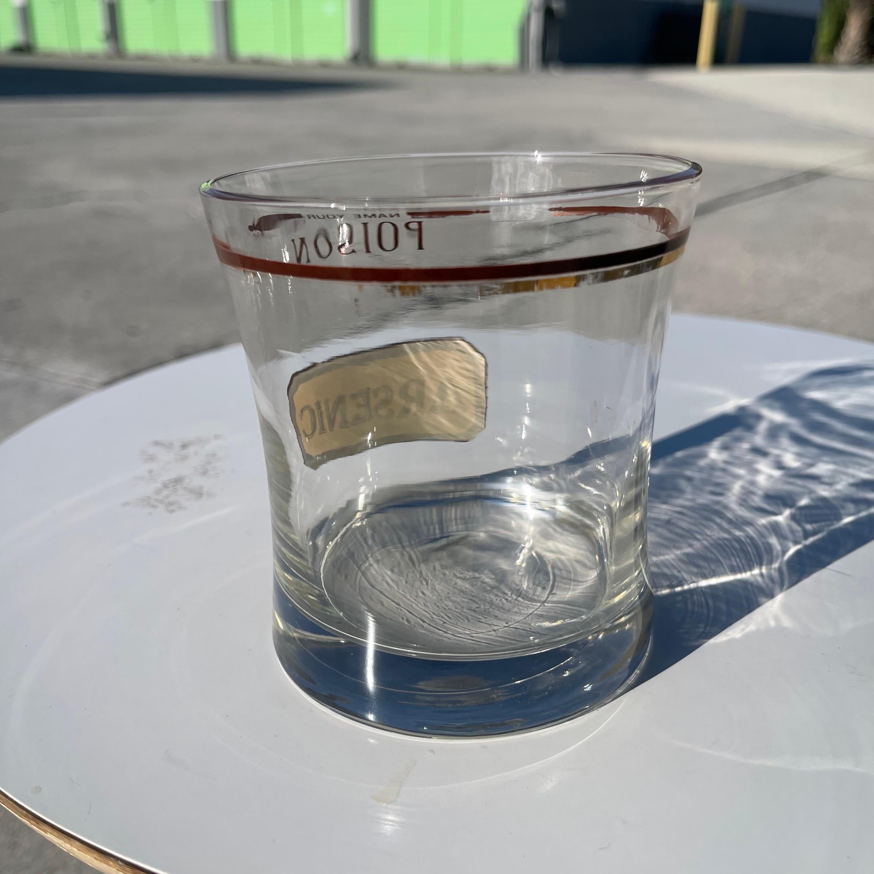 Mid-Century Cera “Name Your Poison” Tumbler Drinks Glasses, Set of 6 In Fair Condition In Jensen Beach, FL