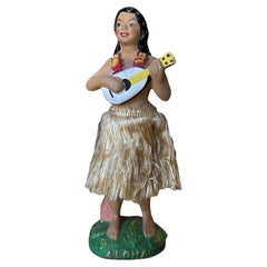 Figurilla de cerámica de mediados de siglo "Aloha" Isla Catalina Chica hawaiana bailando el Hula