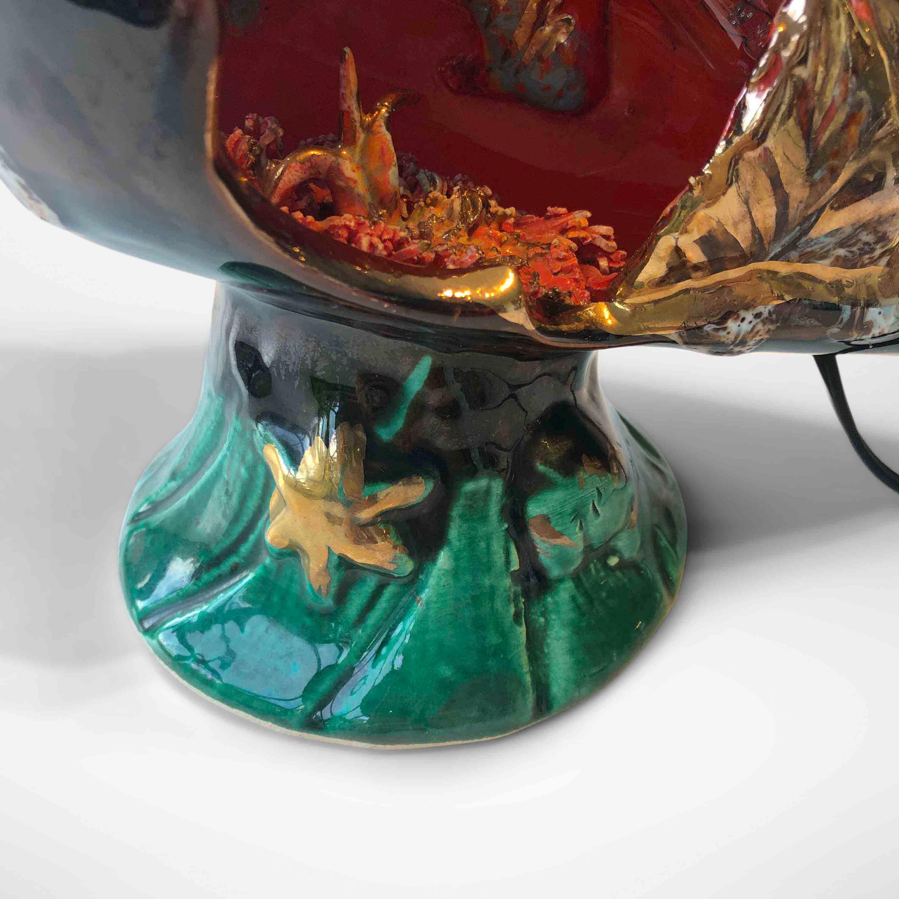 Midcentury Ceramic Amphora Fish Lamp Vallauris For Sale 4