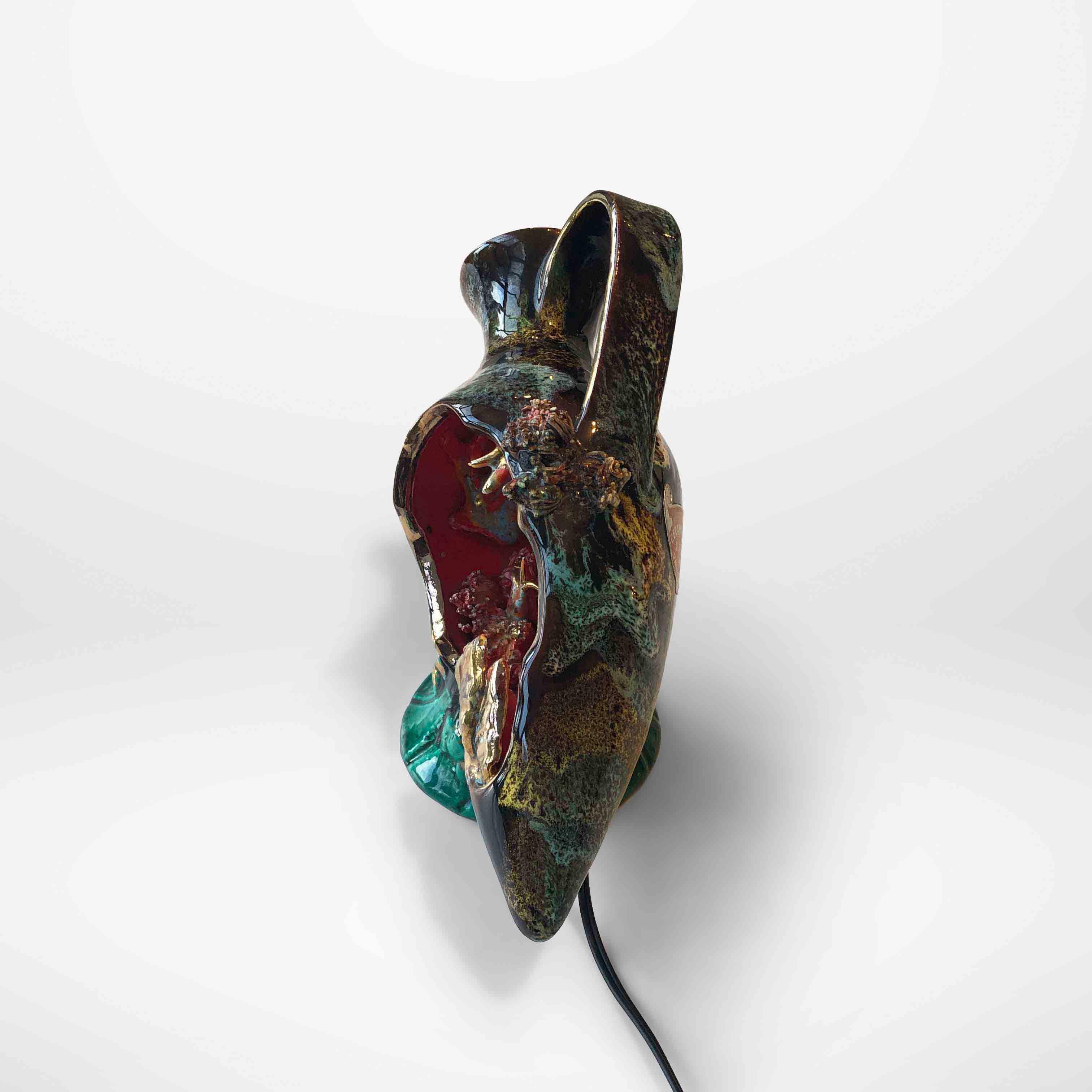 Milieu du XXe siècle Lampe à poisson Amphora en céramique du milieu du siècle Vallauris en vente