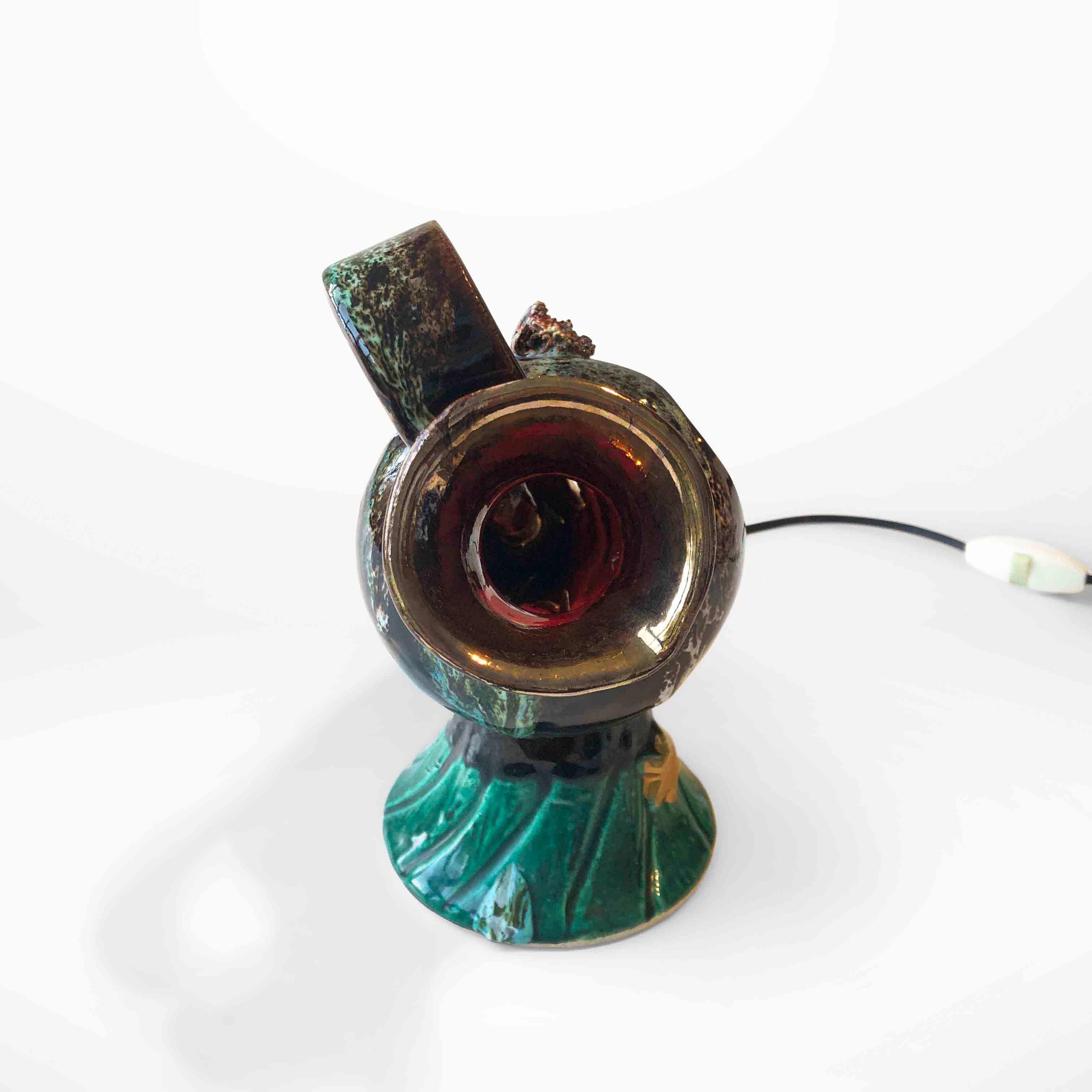 Midcentury Ceramic Amphora Fish Lamp Vallauris For Sale 2