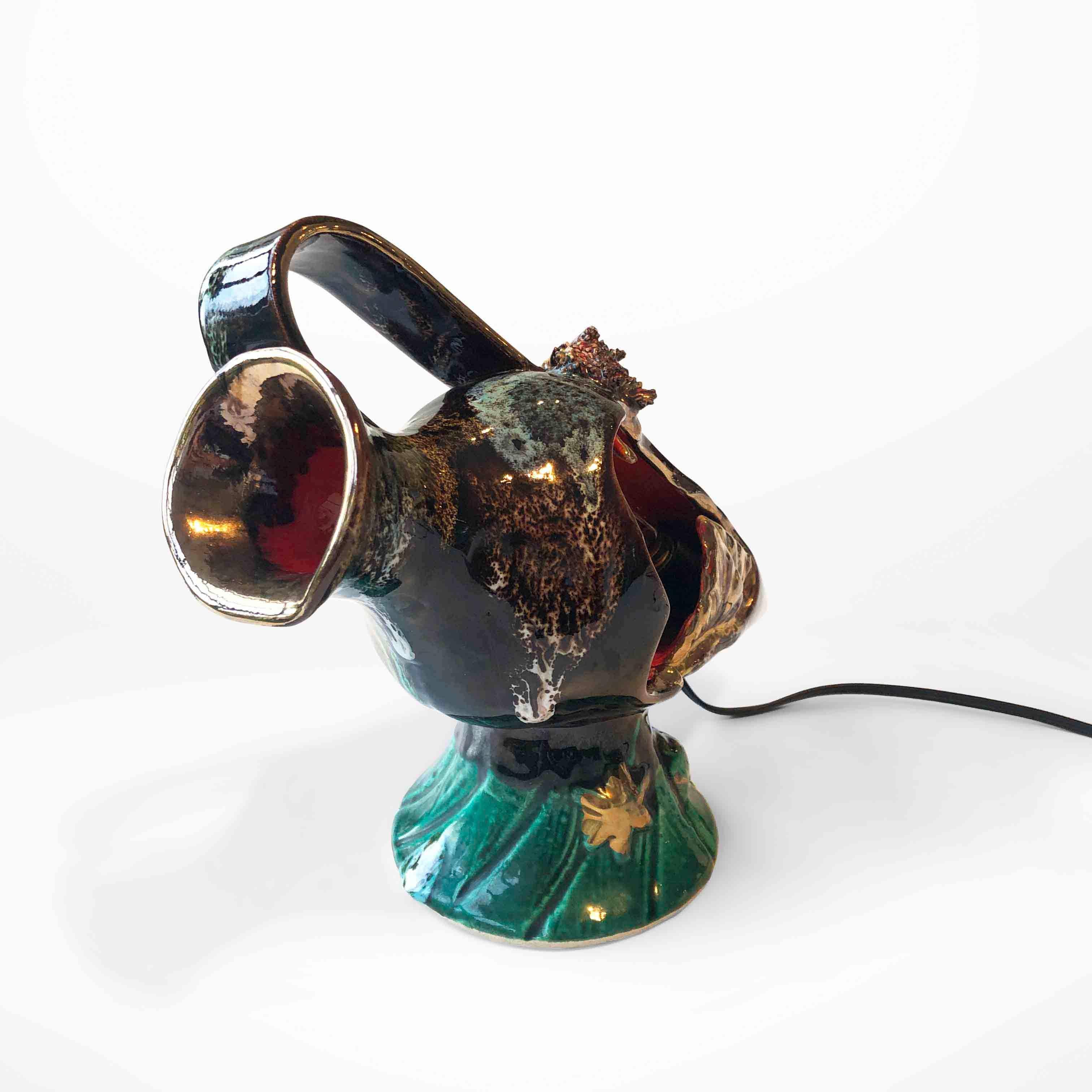 Midcentury Ceramic Amphora Fish Lamp Vallauris For Sale 3