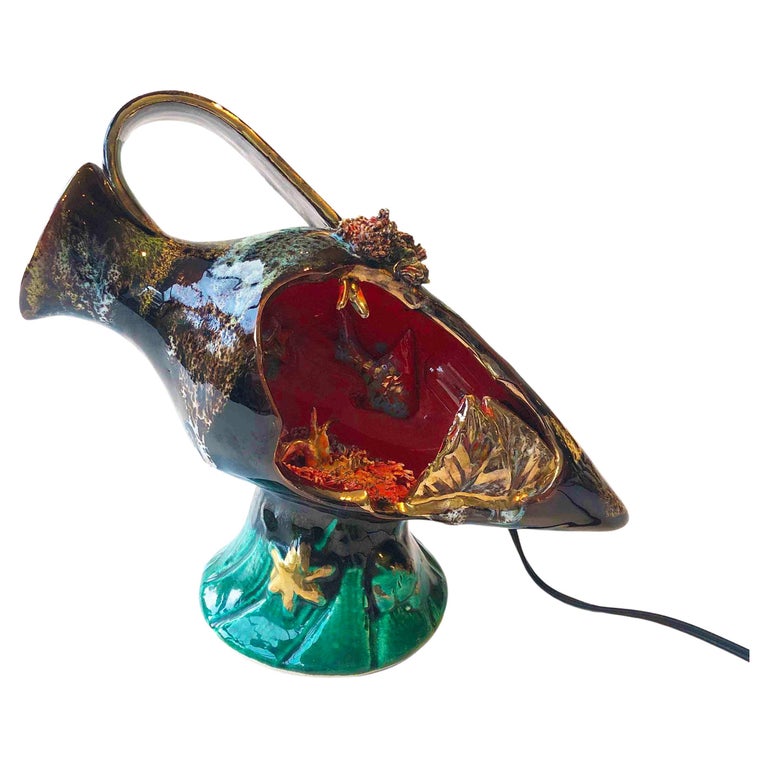 Mid Century Ceramic Fish Lamp Vallauris For Sale at 1stDibs