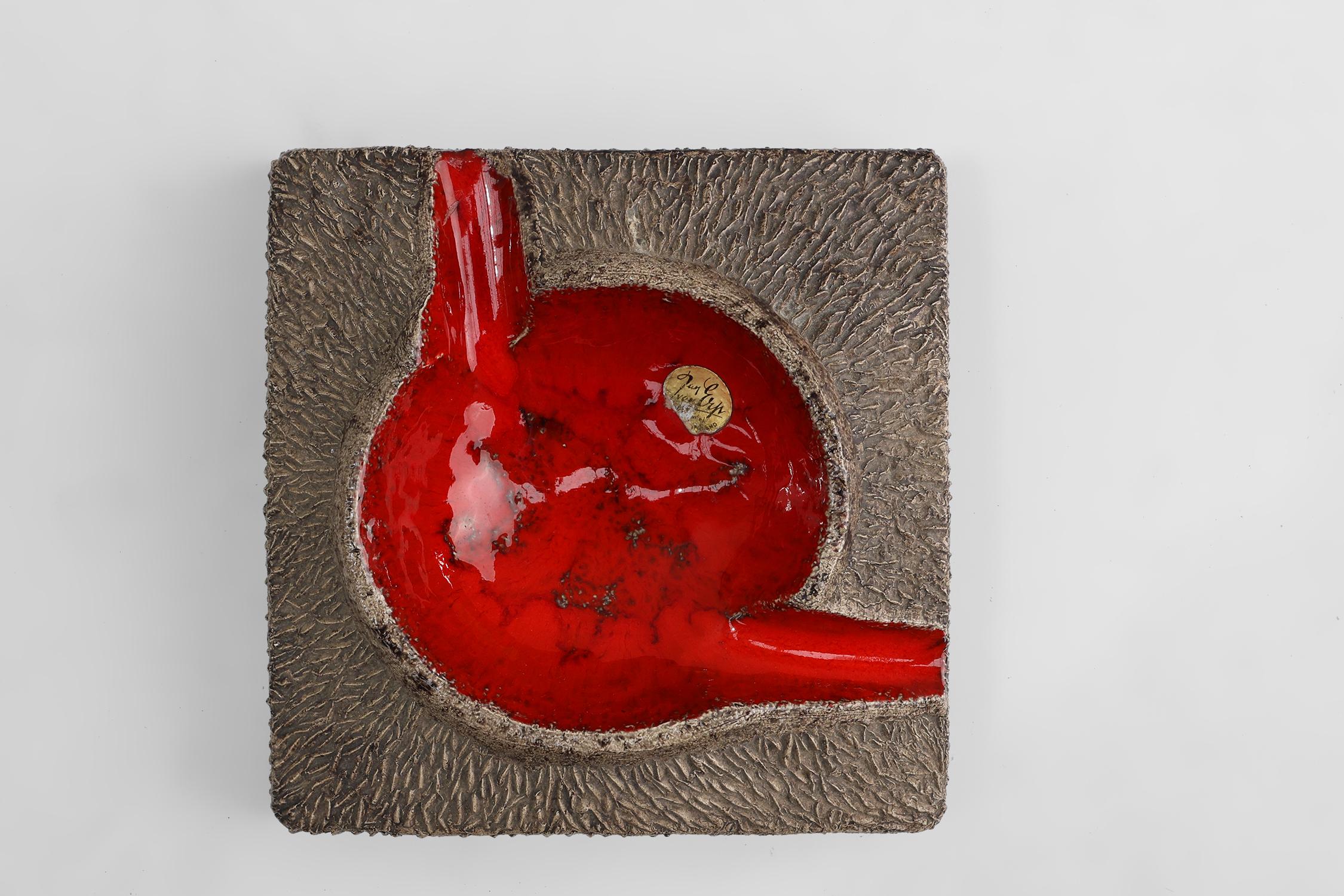 Vernissé Cendrier en céramique du milieu du siècle par Jan van Erpe, Pays-Bas 1970 en vente