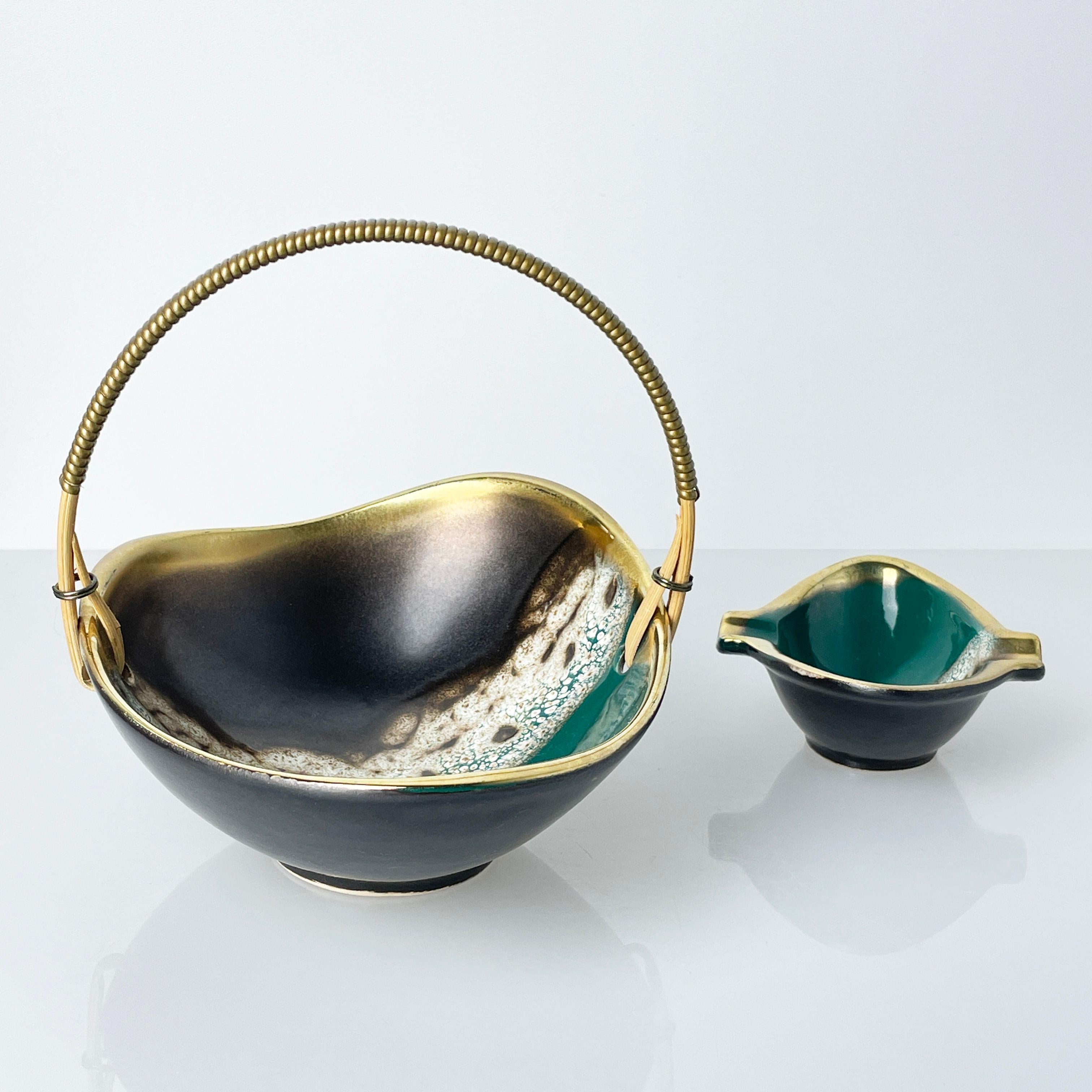 Cendrier et boîte d'allumettes en céramique du milieu du siècle en vente 1