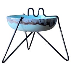 Mid Century Ceramic Ashtray on Metal Hairpin Stand, Japan, 1950's 