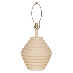 Retro Mid Century Ceramic Beehive Table Lamp in Cream