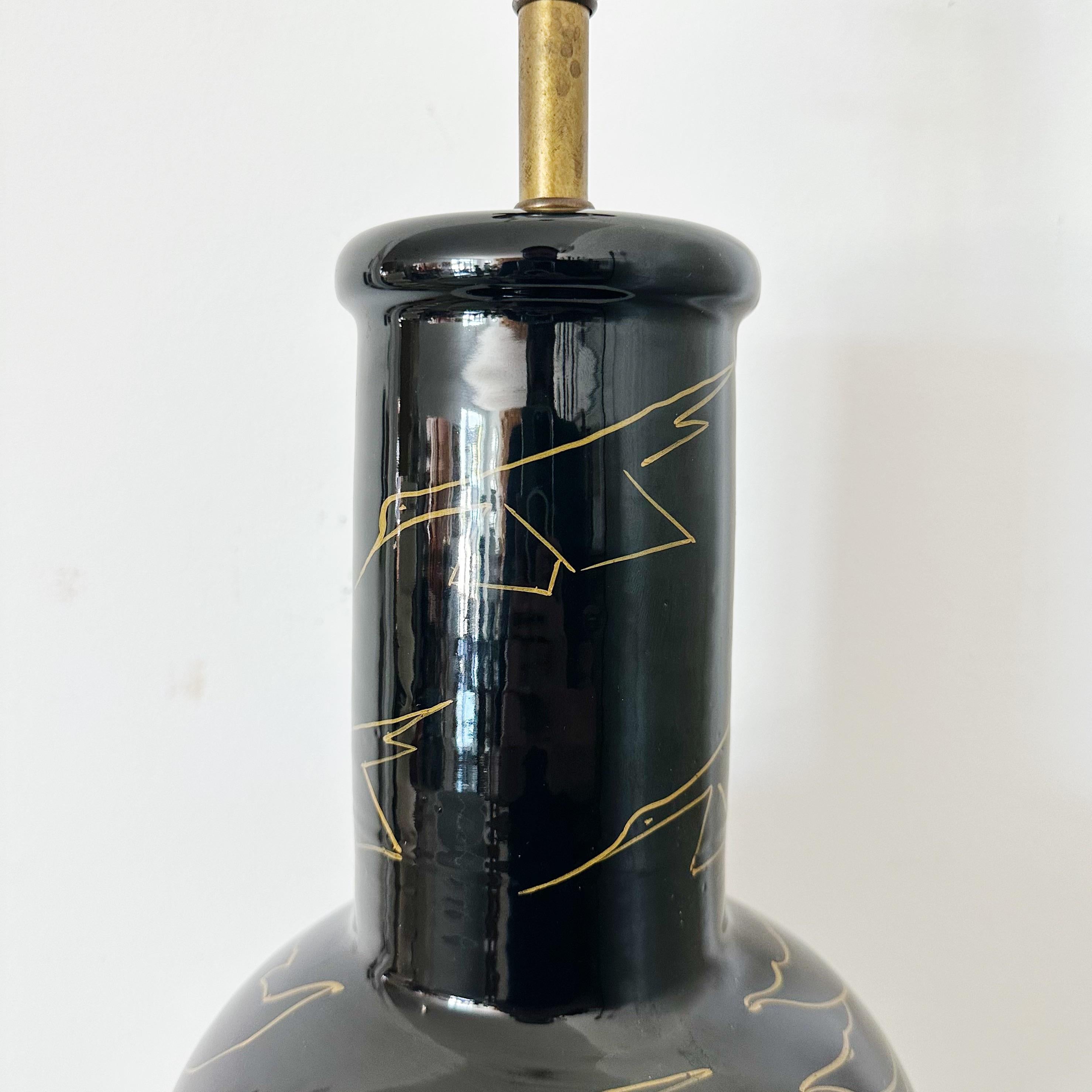 Mid-20th Century Midcentury Ceramic Bird Decorated Table Lamp For Sale