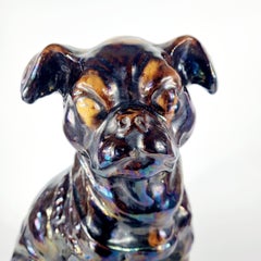 Mid Century Ceramic Black Pug Sculpture, Italy 60s