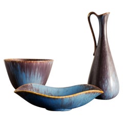 Keramikschale und Vase aus der Mitte des Jahrhunderts von Gunnar Nylund für Rörstrand Schweden 1950er Jahre