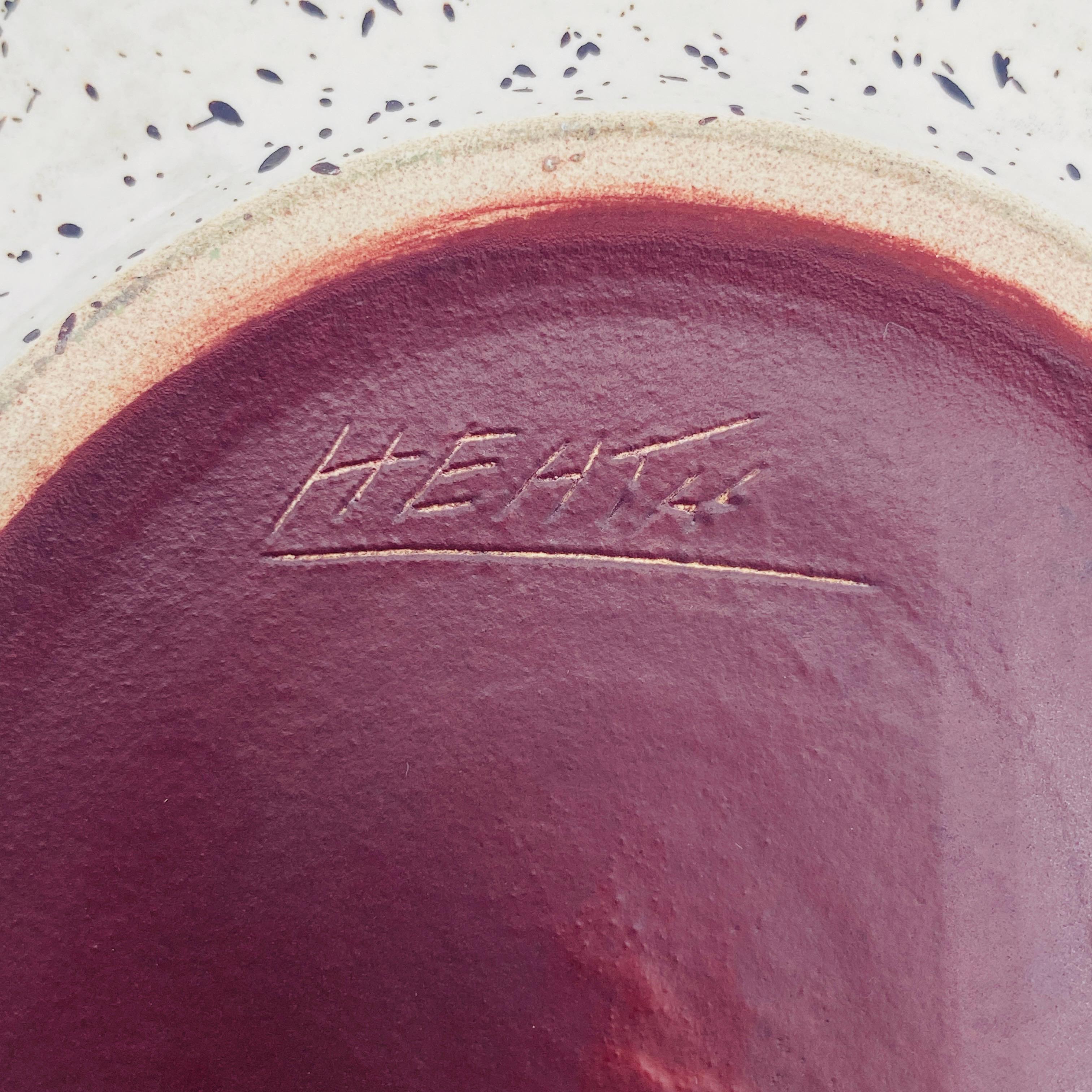 Metà XX secolo Ciotola in ceramica di metà secolo Studio Pottery firmata Heath 1940s