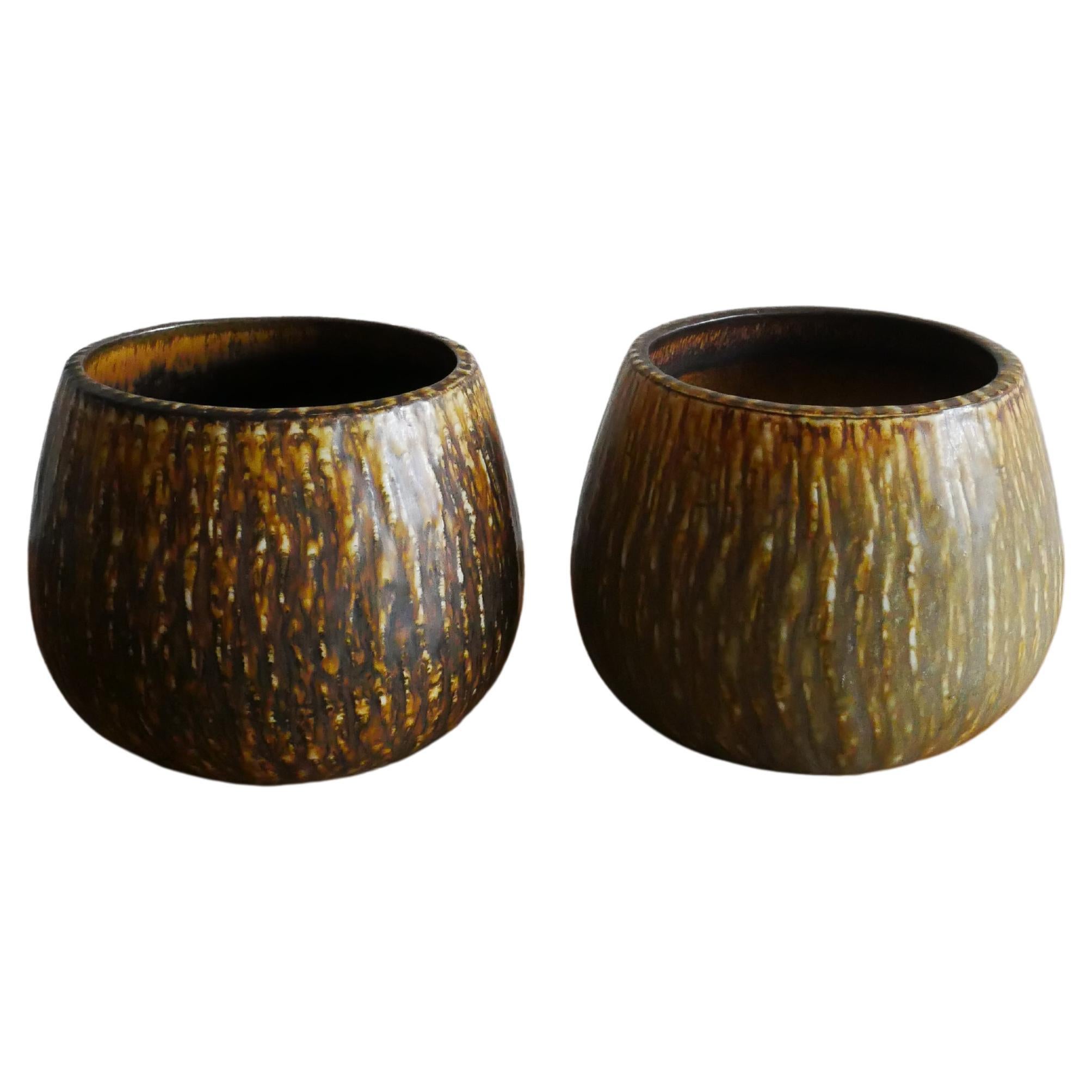 A Set of two Ceramic Bowls "Rubus" Gunnar Nylund for Rörstrand Sweden, 1950s