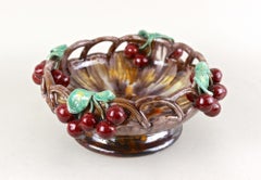 Mid Century Ceramic Bowl With Cherries by St. Peter Ceramic, AT ca. 1960
