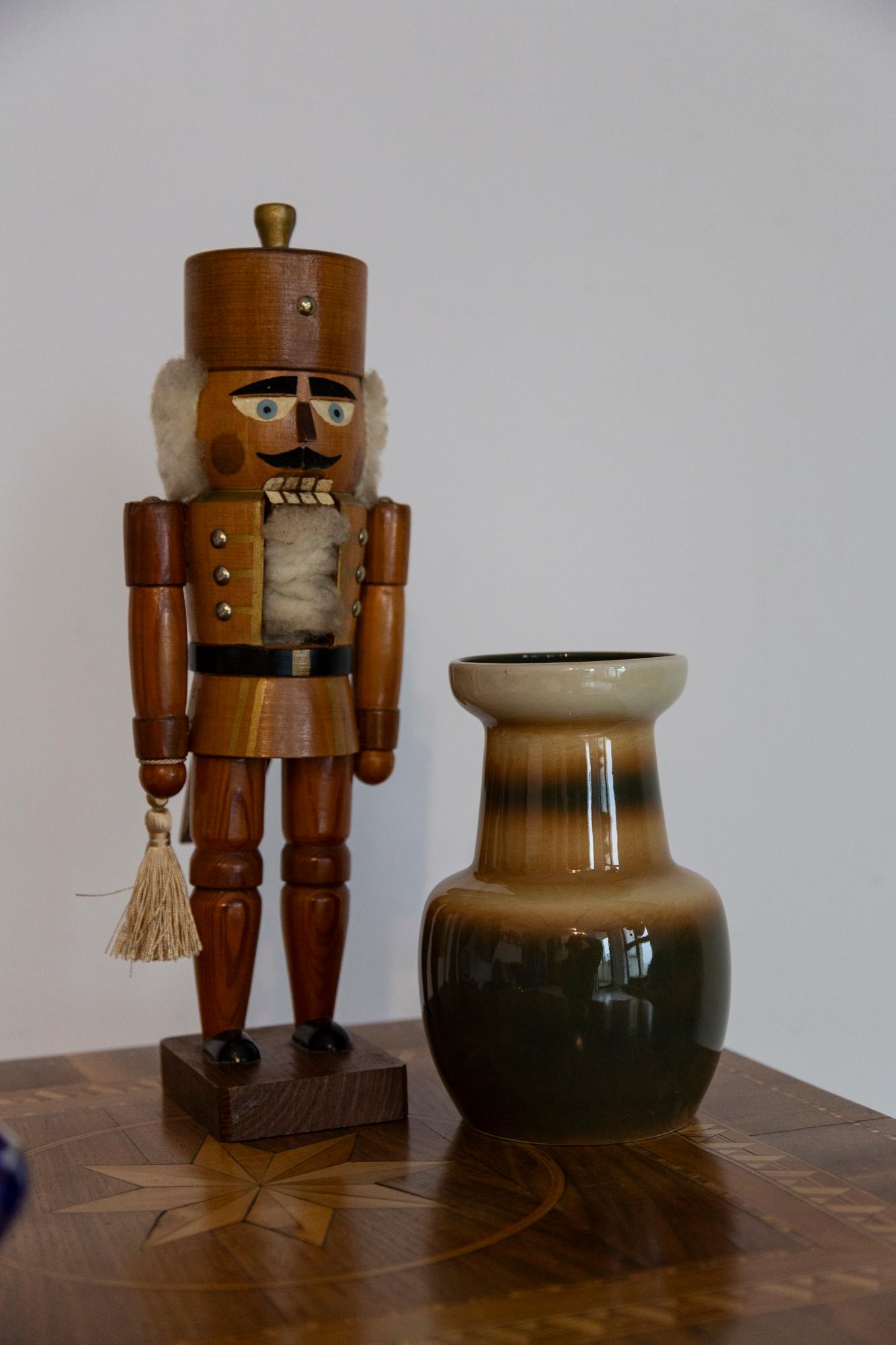 Polish Mid Century Ceramic Brown Vase, Europe, 1960s For Sale