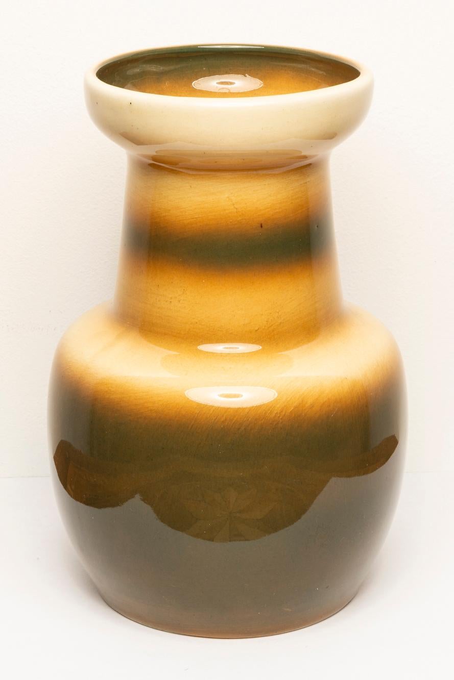Hand-Painted Mid Century Ceramic Brown Vase, Europe, 1960s For Sale