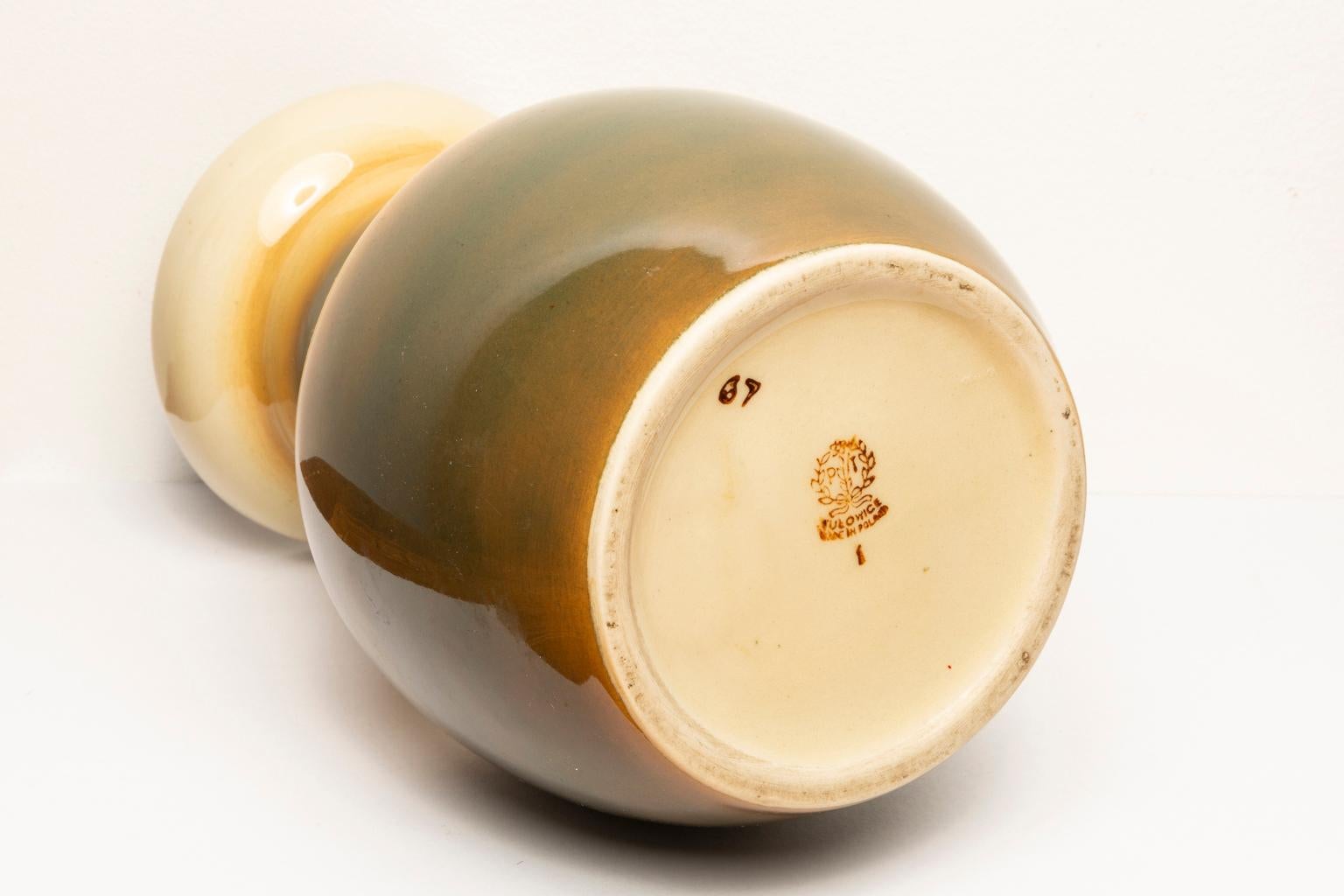 Porcelain Mid Century Ceramic Brown Vase, Europe, 1960s For Sale