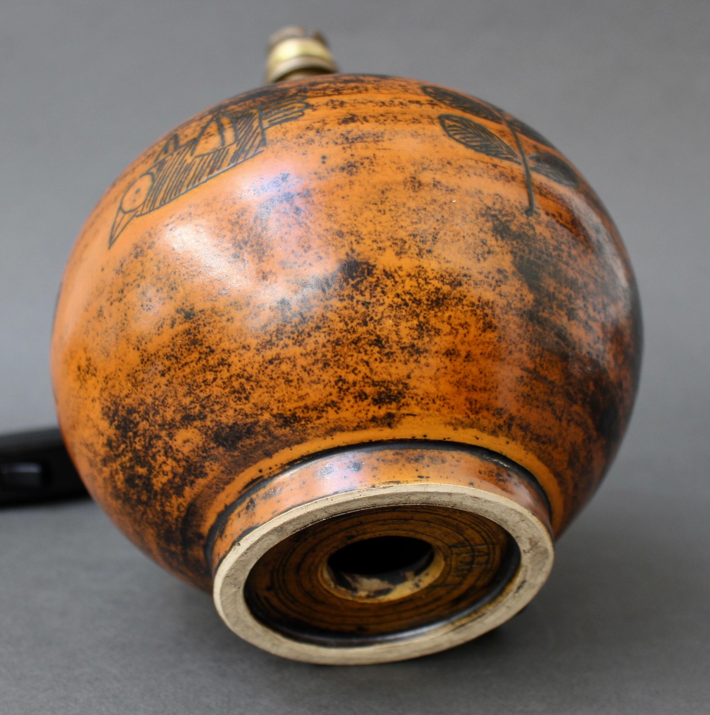 Midcentury Ceramic Burnt-Orange Table Lamp by Jacques Blin, circa 1950s 2
