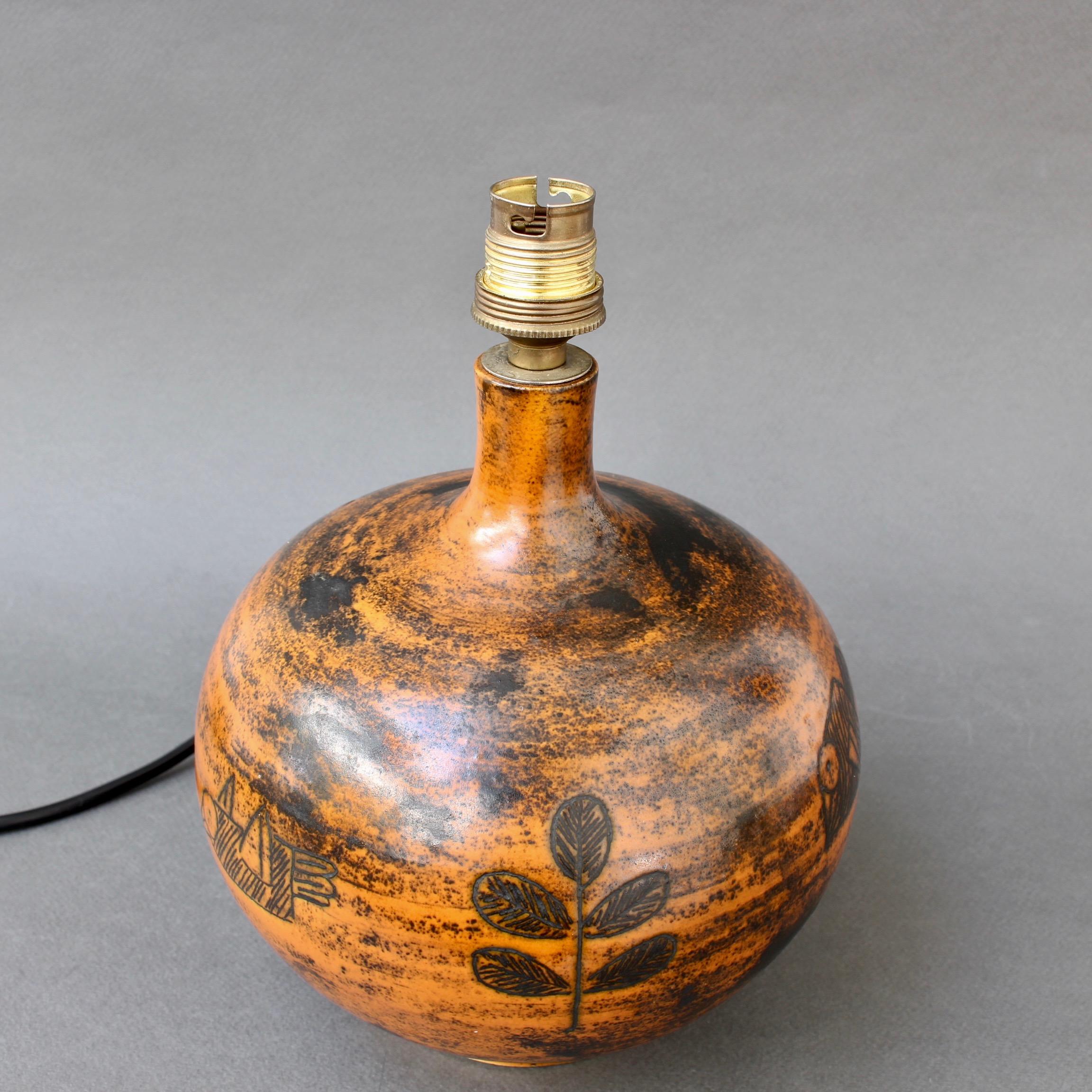 Midcentury Ceramic Burnt-Orange Table Lamp by Jacques Blin, circa 1950s 5