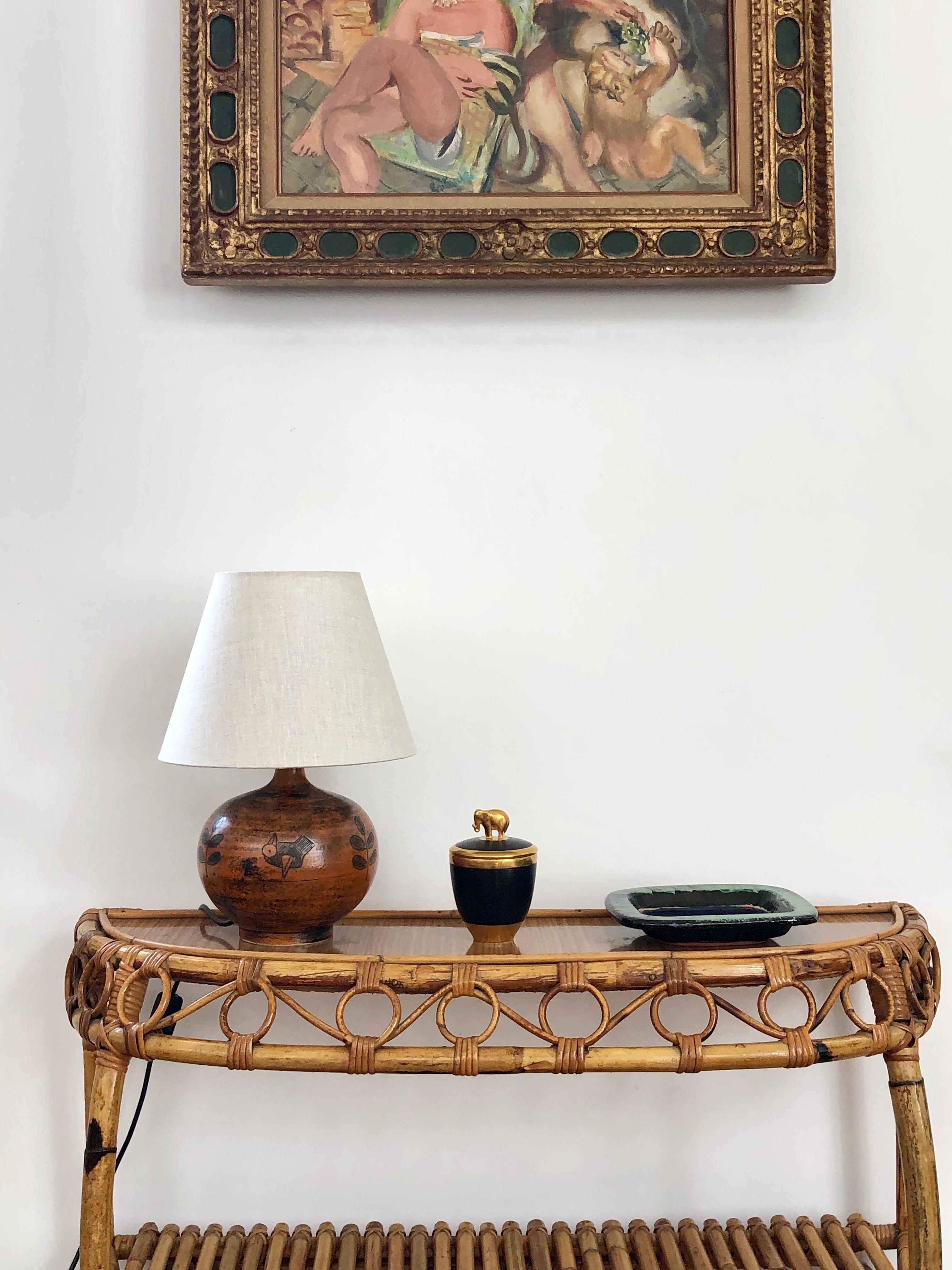 Midcentury Ceramic Burnt-Orange Table Lamp by Jacques Blin, circa 1950s 8