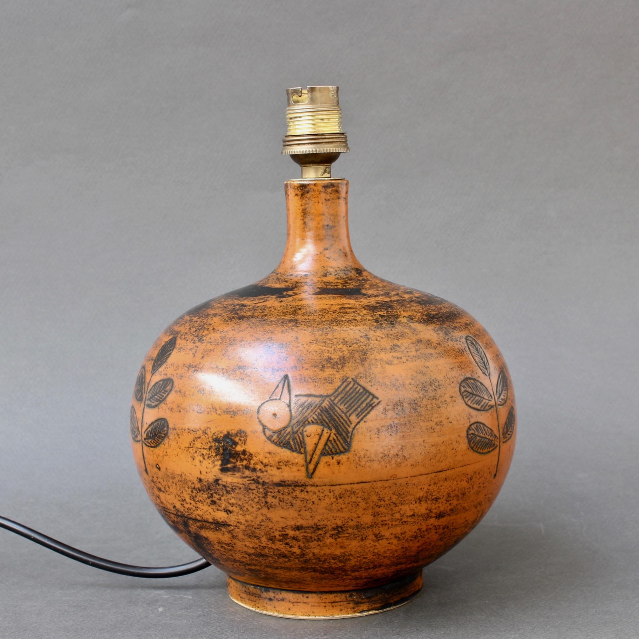 Mid-Century Modern Midcentury Ceramic Burnt-Orange Table Lamp by Jacques Blin, circa 1950s