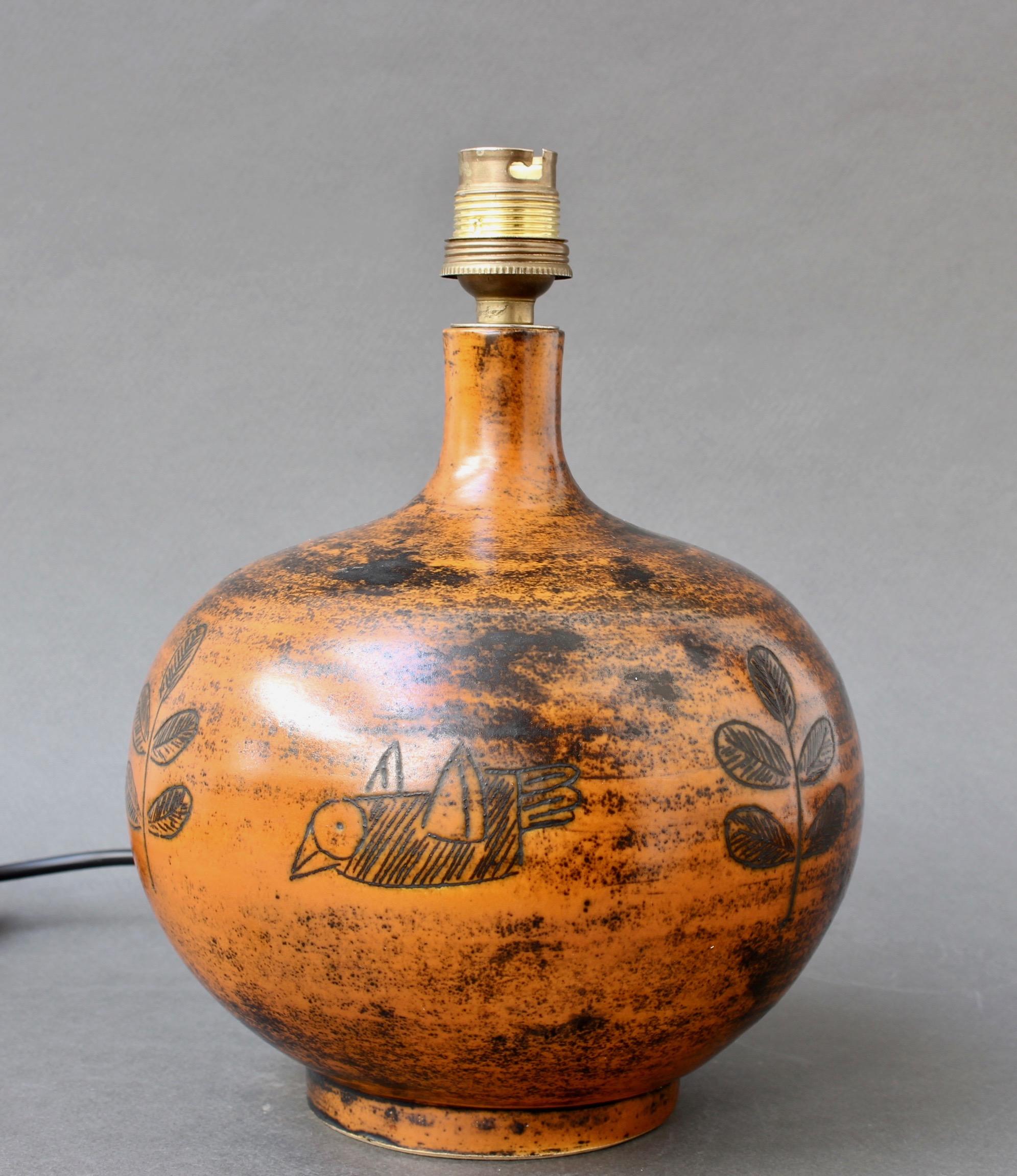 Midcentury Ceramic Burnt-Orange Table Lamp by Jacques Blin, circa 1950s In Good Condition In London, GB