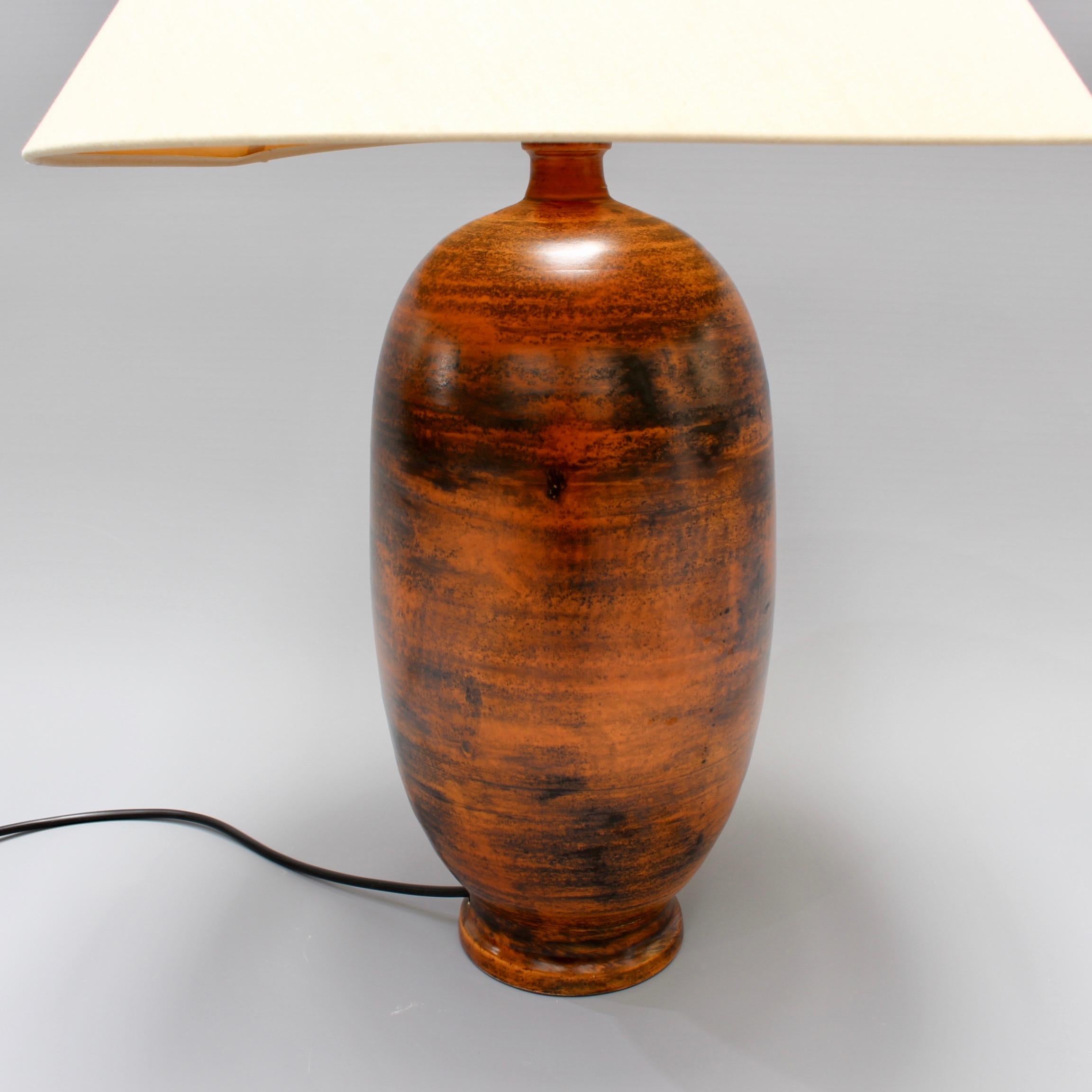 20th Century Midcentury Ceramic Burnt-Orange Table Lamp by Jacques Blin, circa 1950s