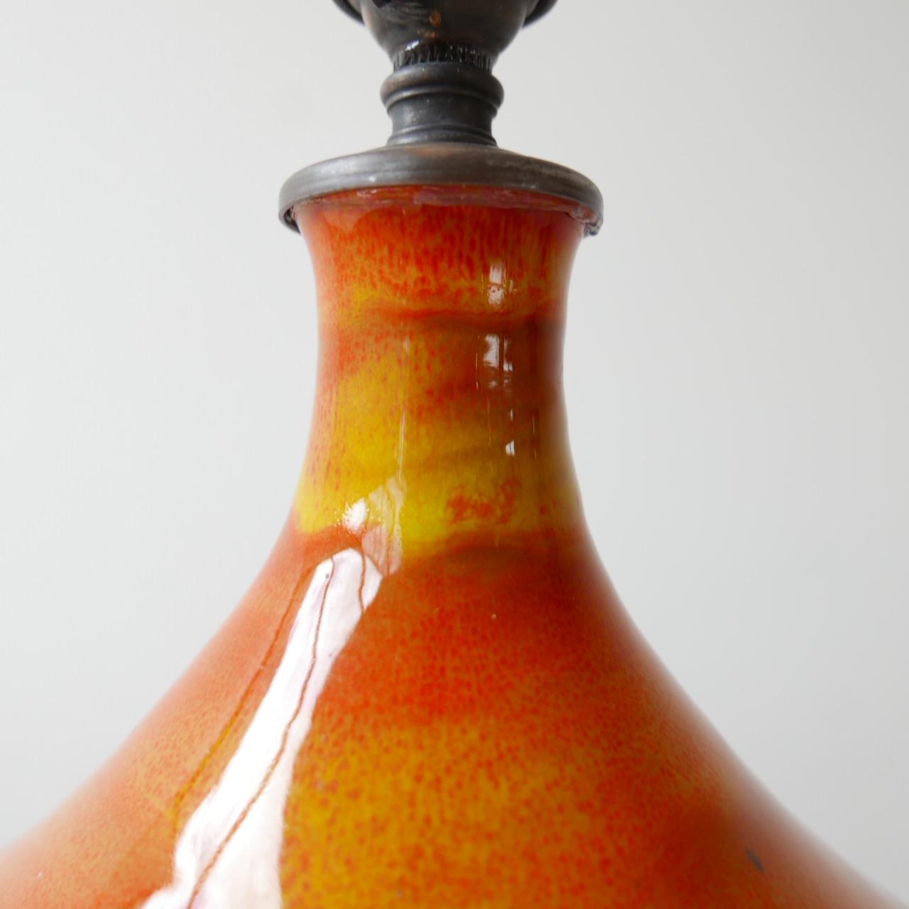Midcentury Ceramic Burnt Orange Table Lamp In Excellent Condition In London, GB