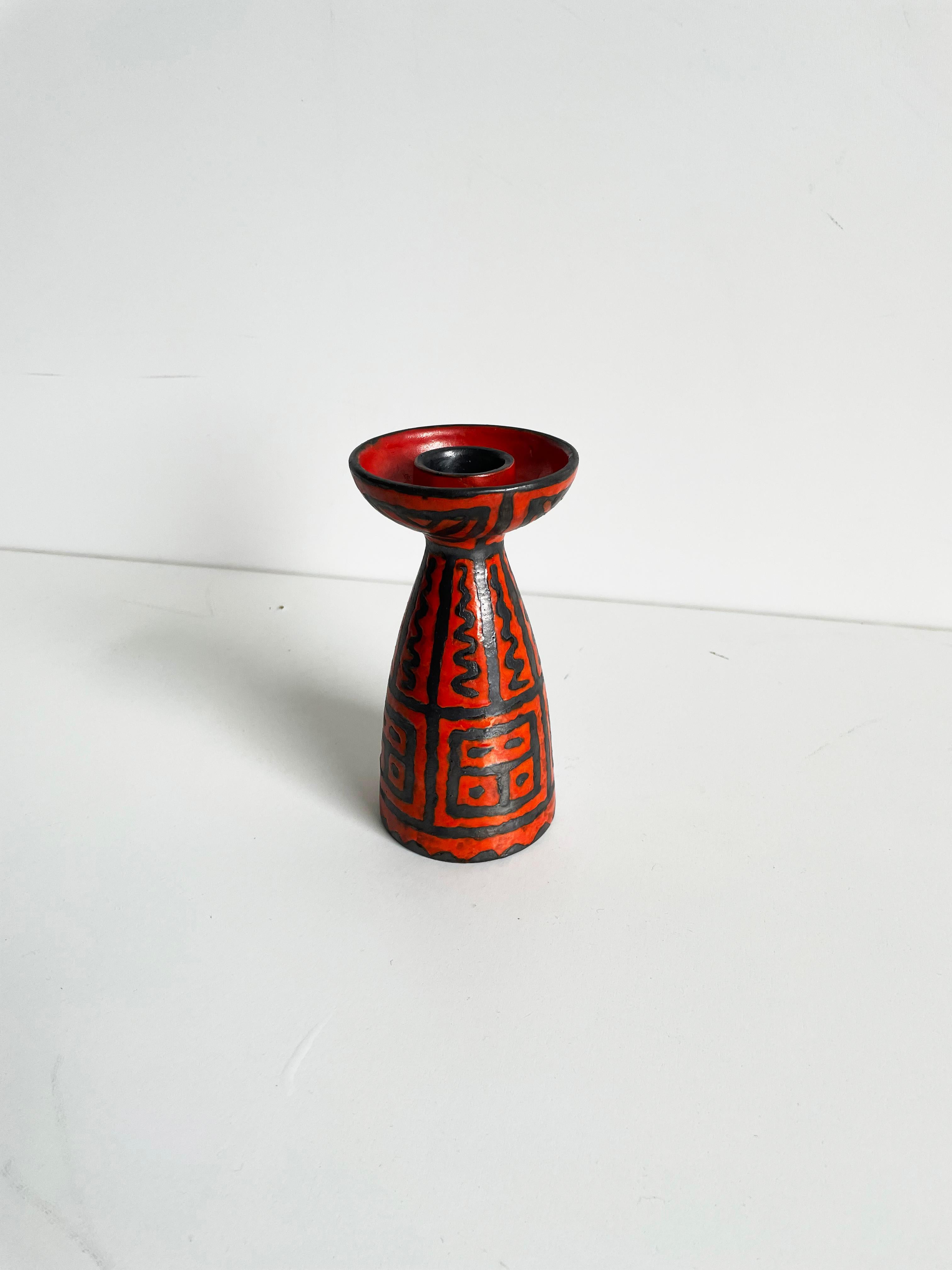 Mid-Century Ceramic Candle Holder, Abstract Pattern, 1960s In Good Condition In Zagreb, HR