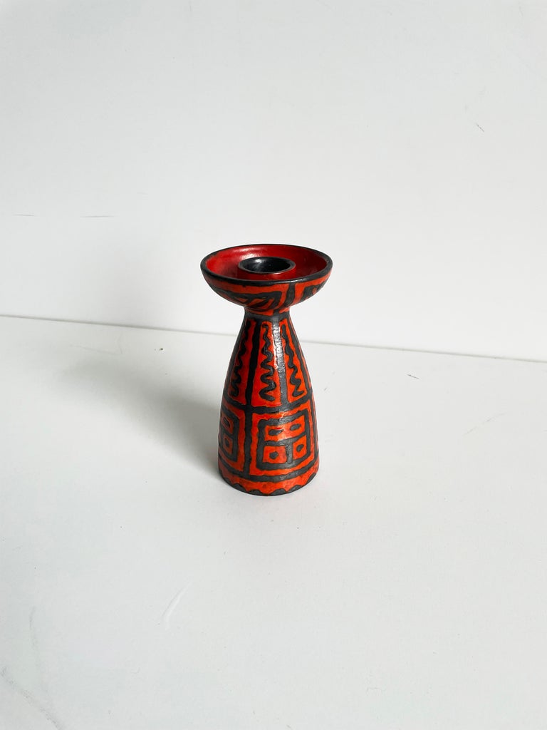 Mid-Century Ceramic Candle Holder, Abstract Pattern, 1960s In Good Condition For Sale In Zagreb, HR