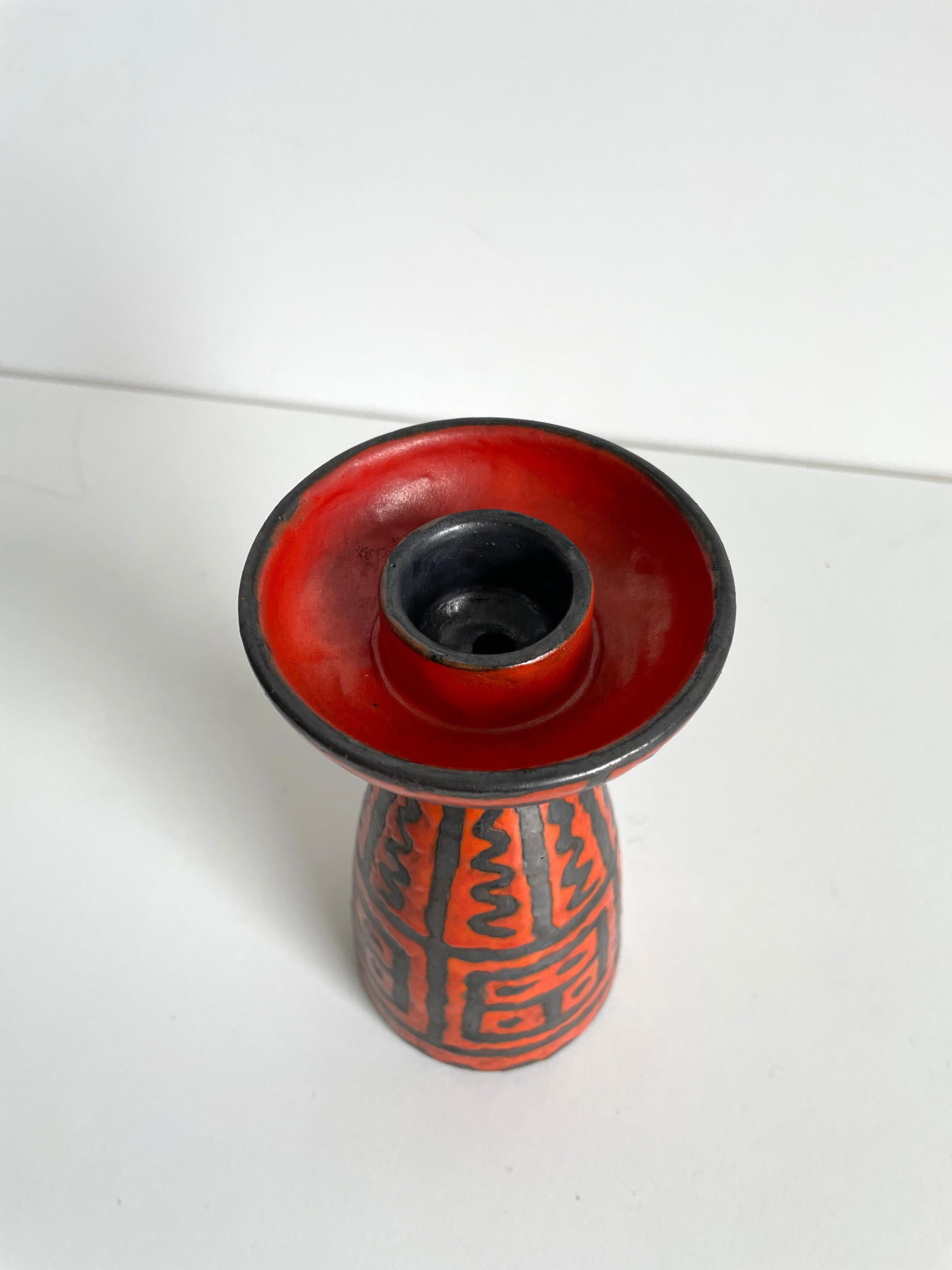 20th Century Mid-Century Ceramic Candle Holder, Abstract Pattern, 1960s