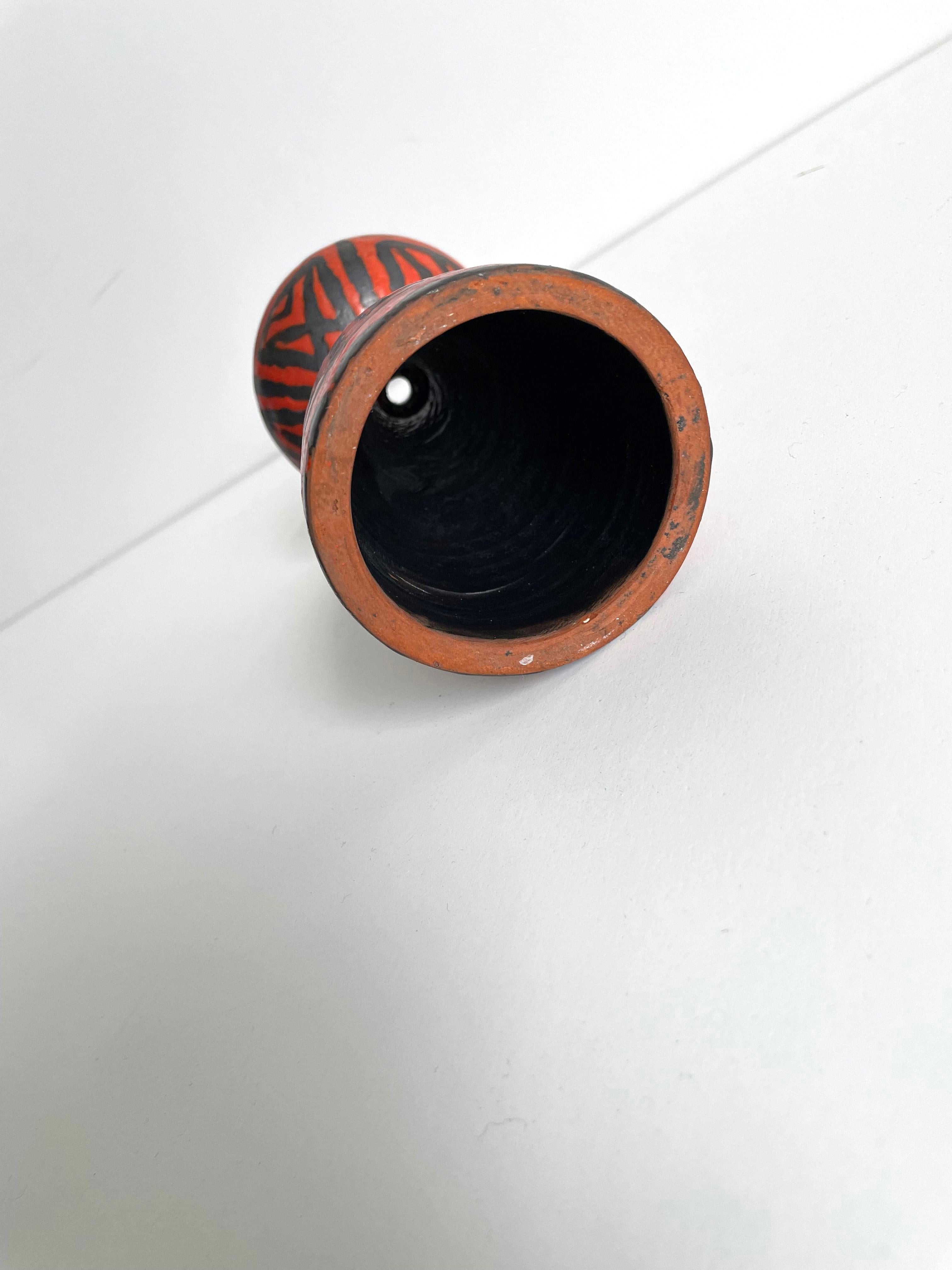Pottery Mid-Century Ceramic Candle Holder, Abstract Pattern, 1960s